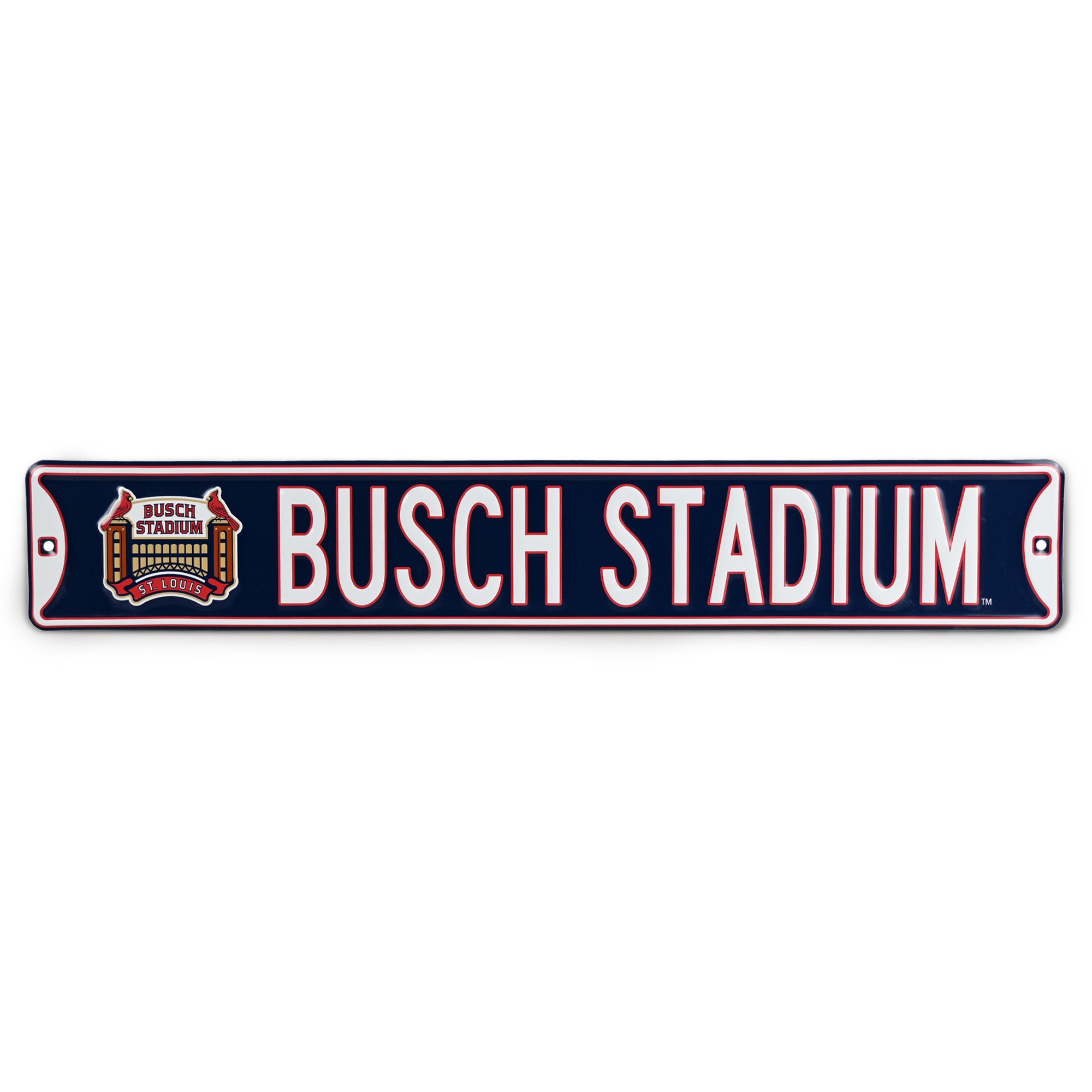 St. Louis Cardinals - BUSCH STADIUM Logo - Embossed Steel Street Sign