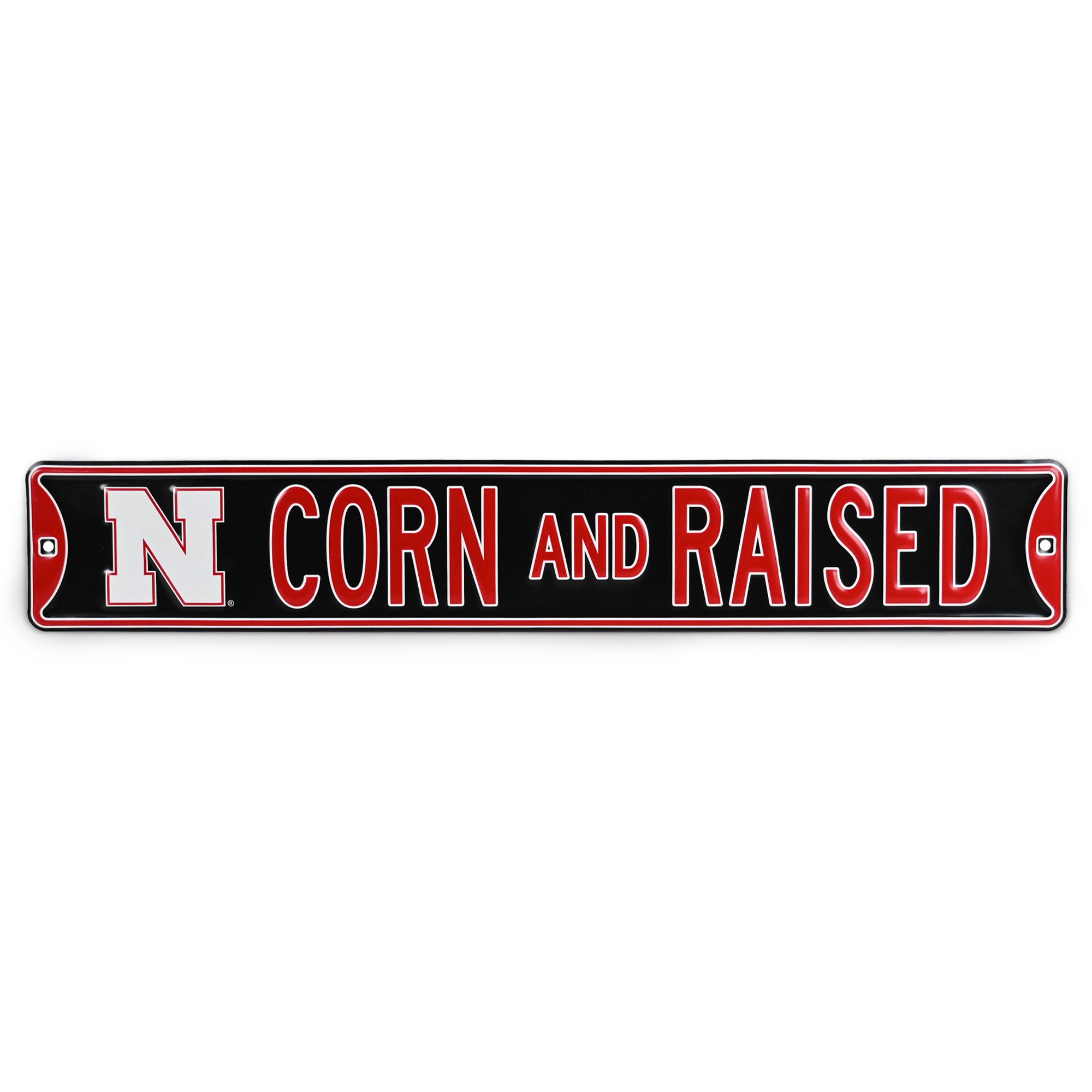 Nebraska Cornhuskers - CORN AND RAISED - Logo - Embossed Steel Street Sign