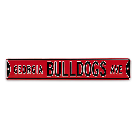 Georgia Bulldogs - BULLDOGS AVE - Red Embossed Steel Street Sign