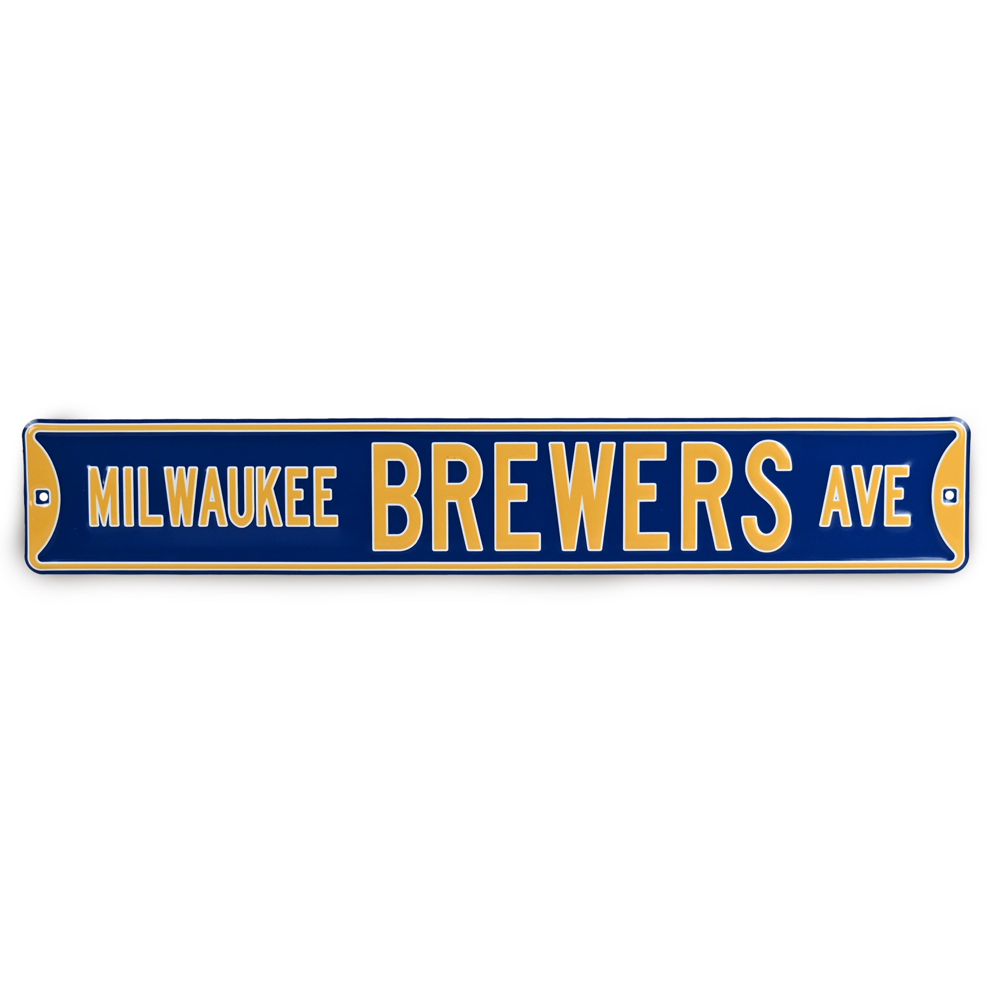 Milwaukee Brewers - MILWAUKEE BREWERS AVE - Embossed Steel Street Sign