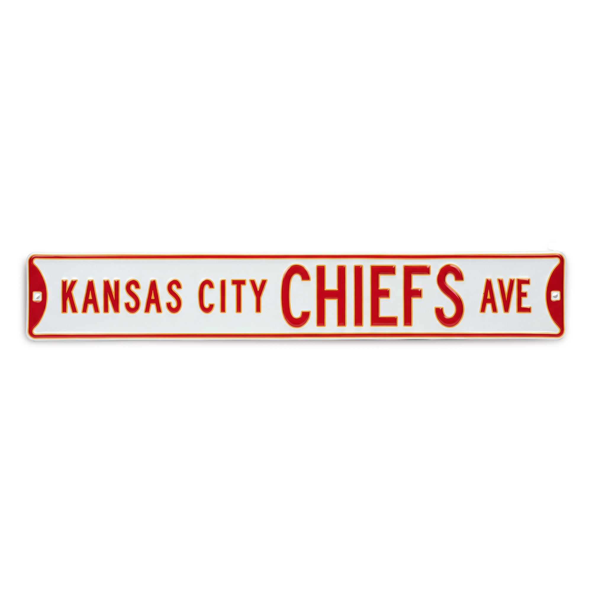 Kansas City Chiefs - CHIEFS AVE - Embossed Steel Street Sign WHITE