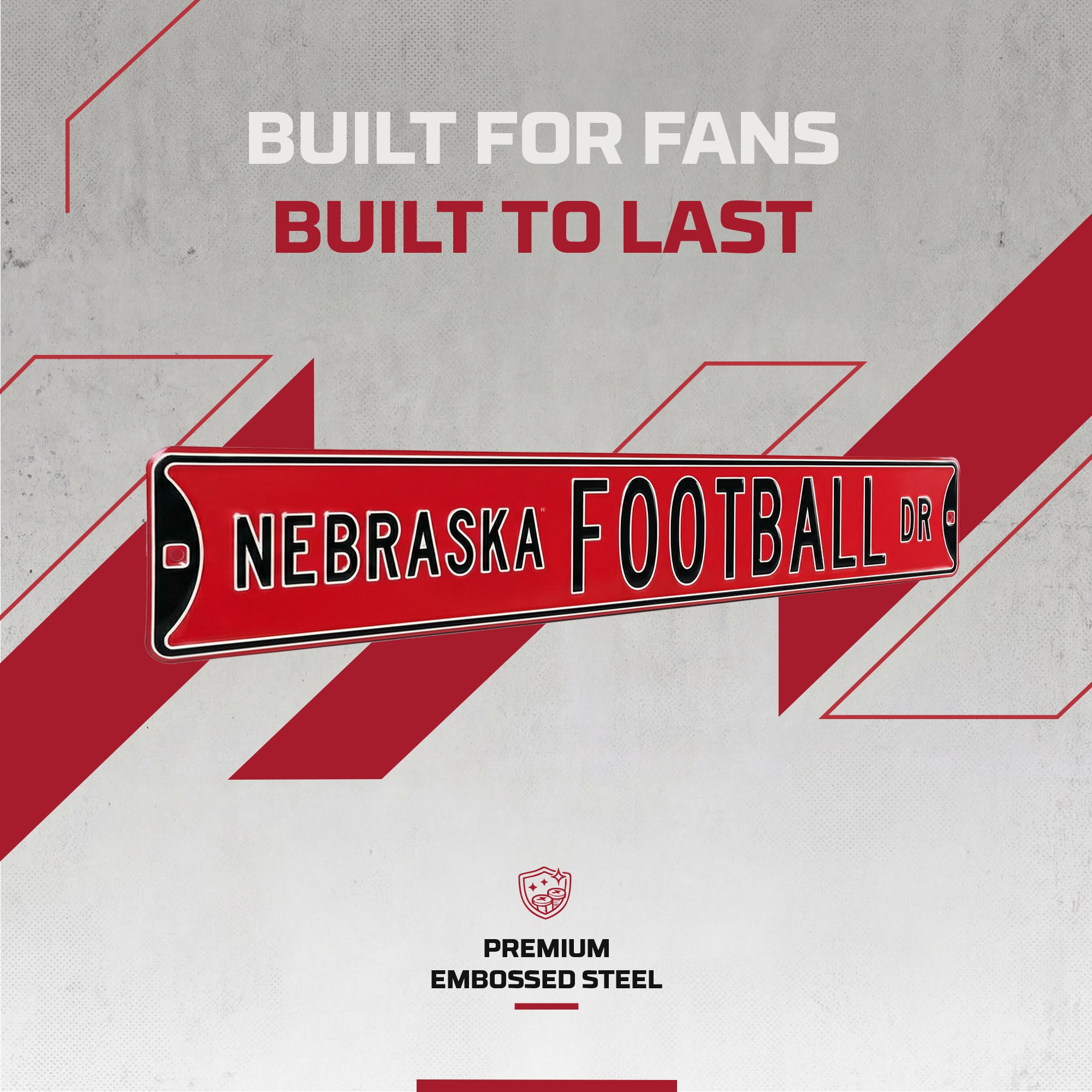 Nebraska Cornhuskers - NEBRASKA FOOTBALL DR - Embossed Steel Street Sign