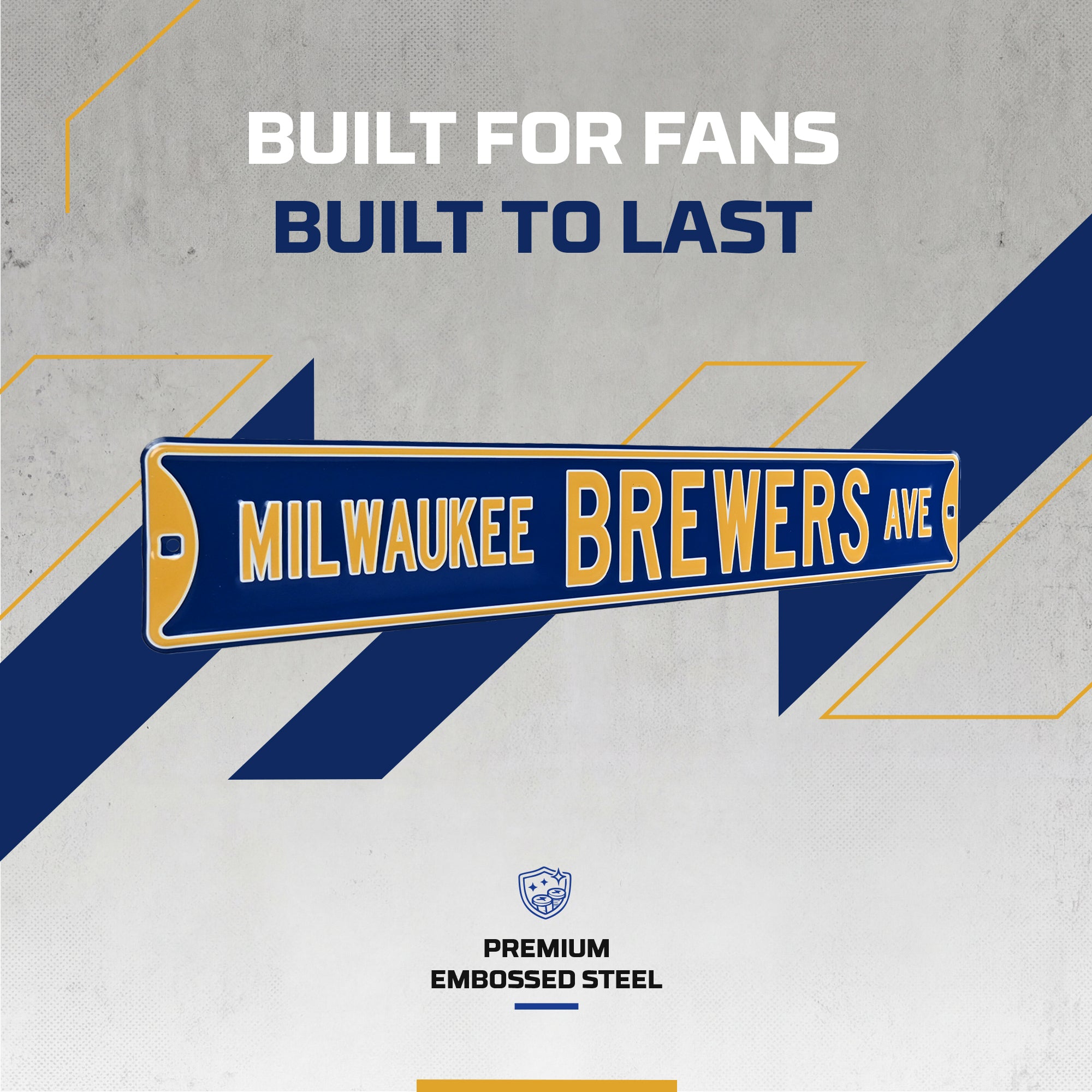 Milwaukee Brewers - MILWAUKEE BREWERS AVE - Embossed Steel Street Sign