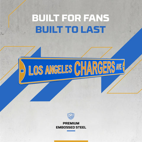 Los Angeles Chargers Ave - Embossed Steel Street Sign