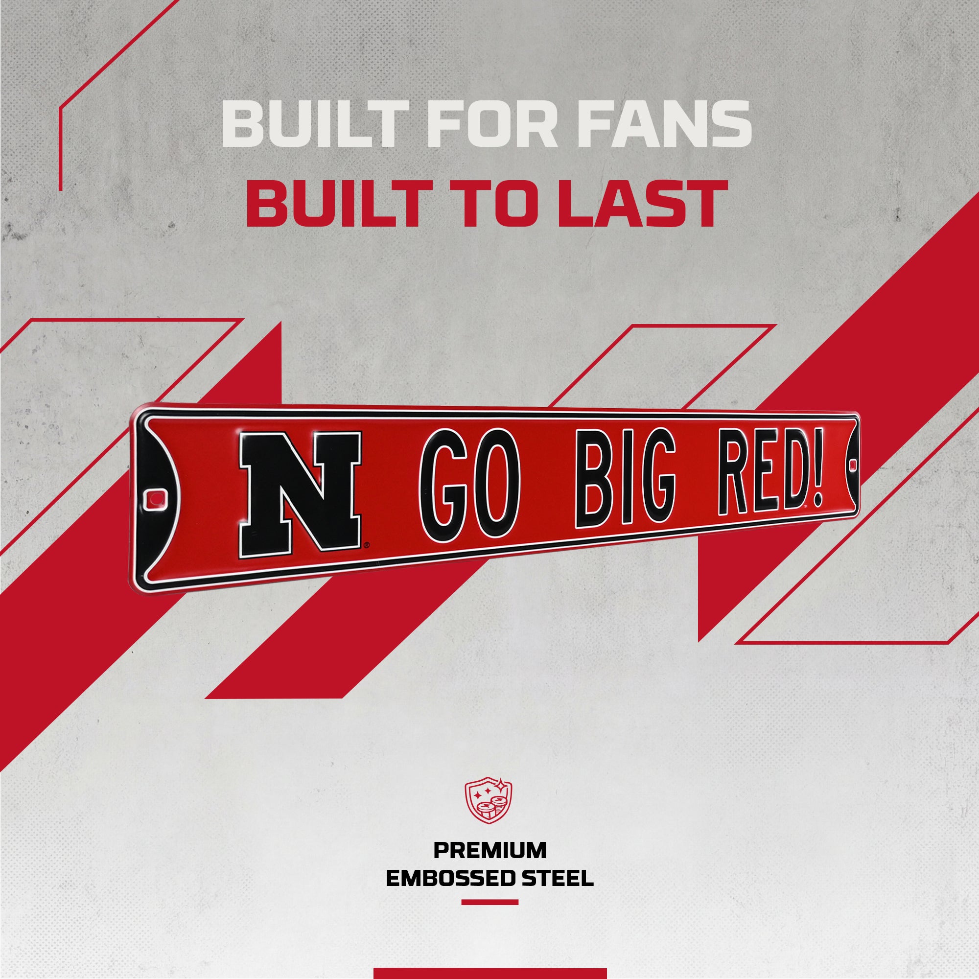 Nebraska Cornhuskers - GO BIG RED! - Embossed Steel Street Sign
