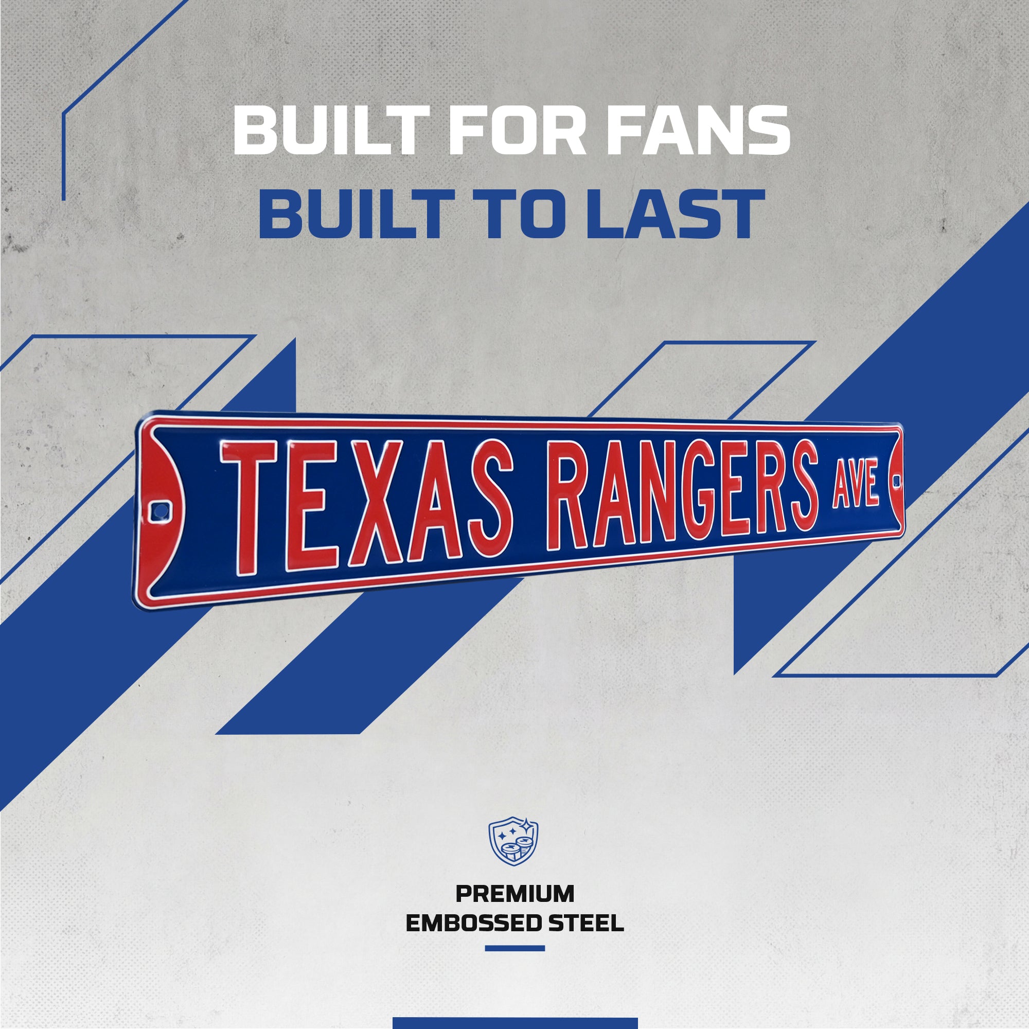 Texas Rangers - TEXAS RANGERS AVE - Embossed Steel Street Sign