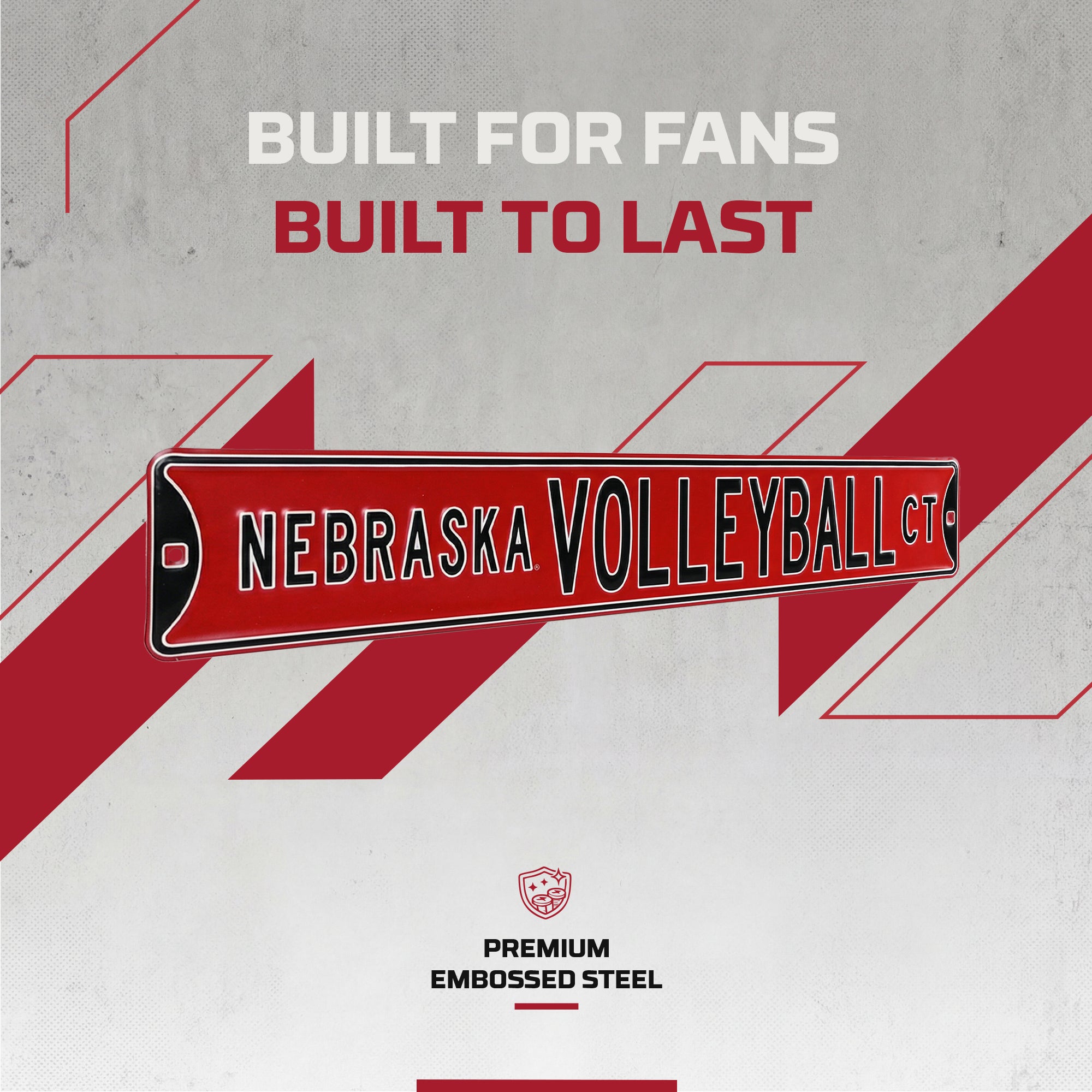 Nebraska Cornhuskers - NEBRASKA VOLLEYBALL CT - Embossed Steel Street Sign