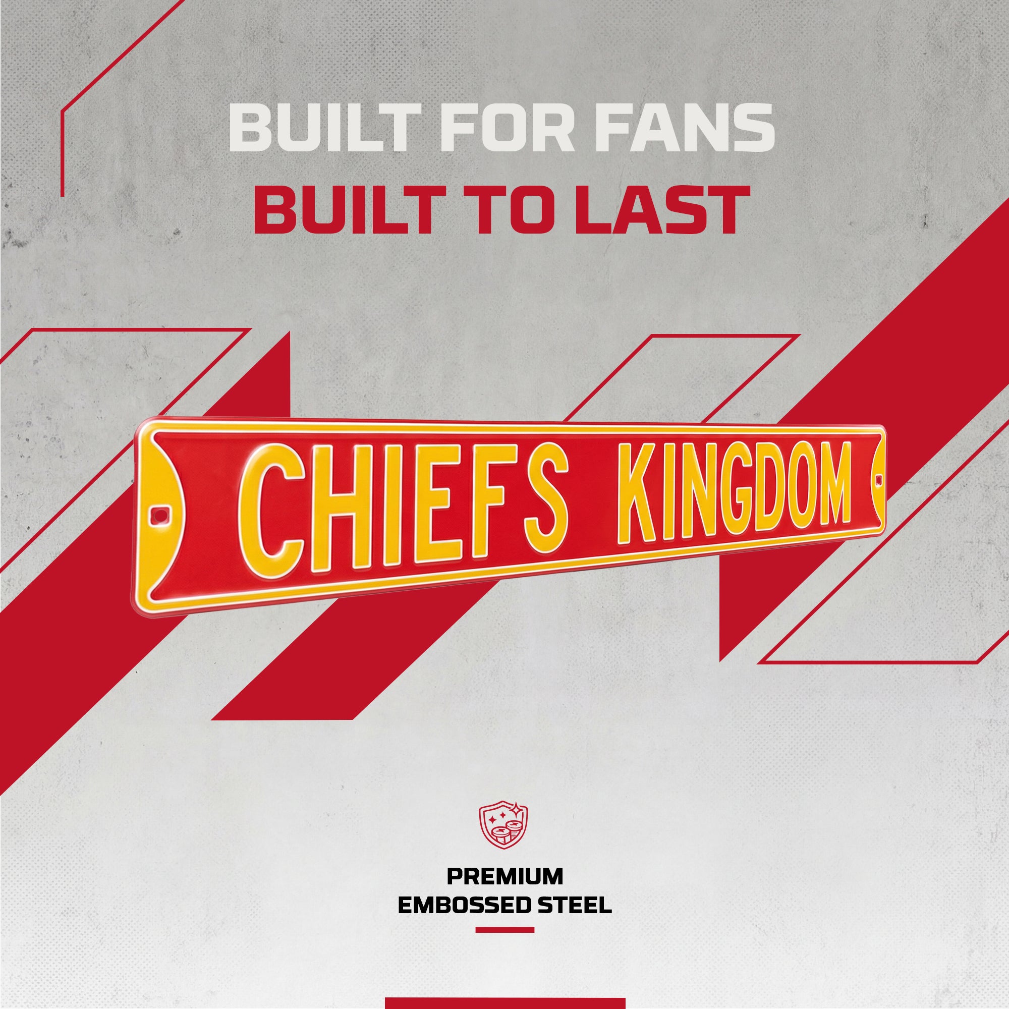 Kansas City Chiefs - CHIEFS KINGDOM (NO LOGO) - Embossed Steel Street Sign