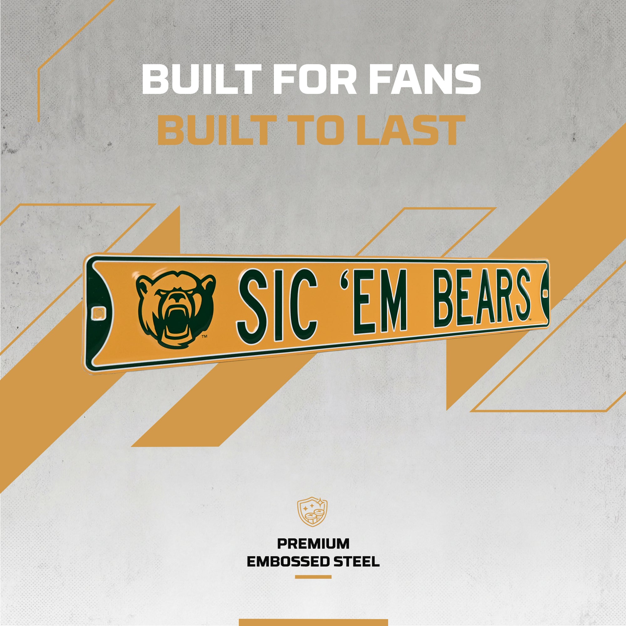 Baylor Bears - SIC 'EM BEARS Bearhead - Embossed Steel Street Sign