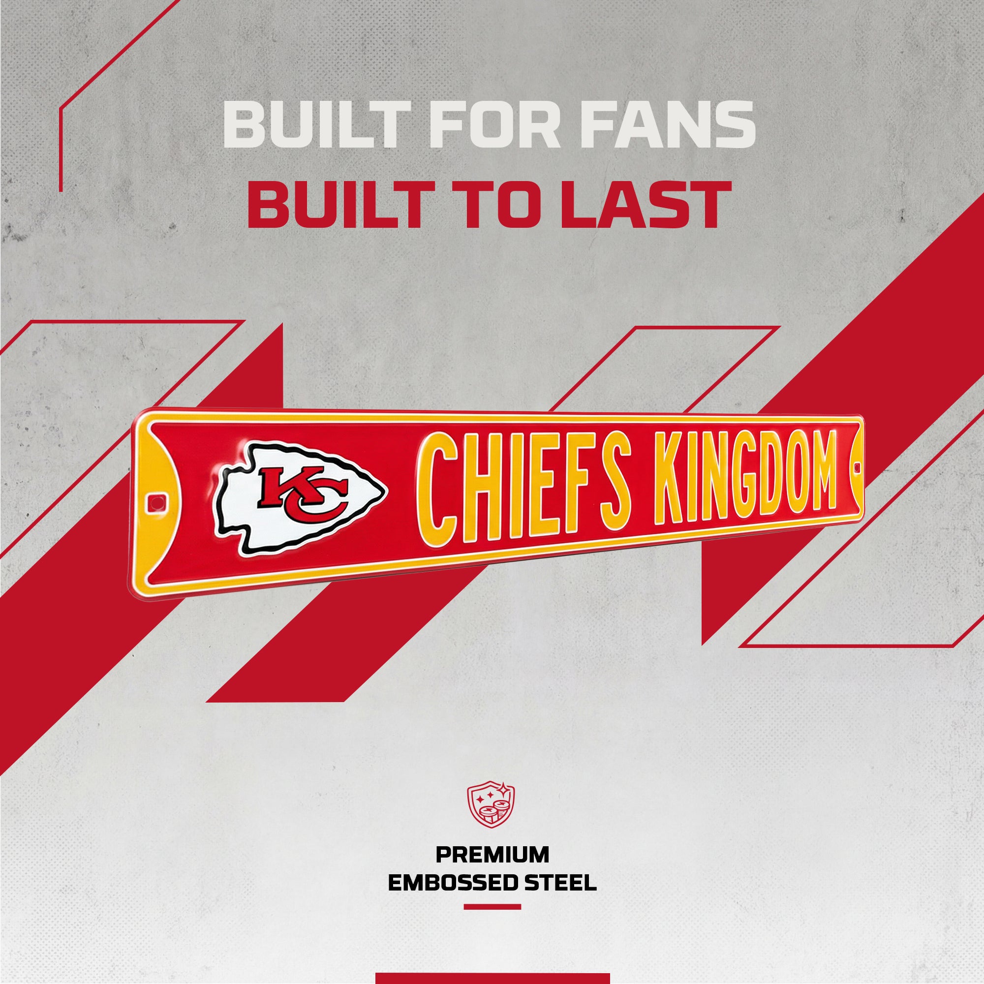 Kansas City Chiefs - CHIEFS KINGDOM - Embossed Steel Street Sign