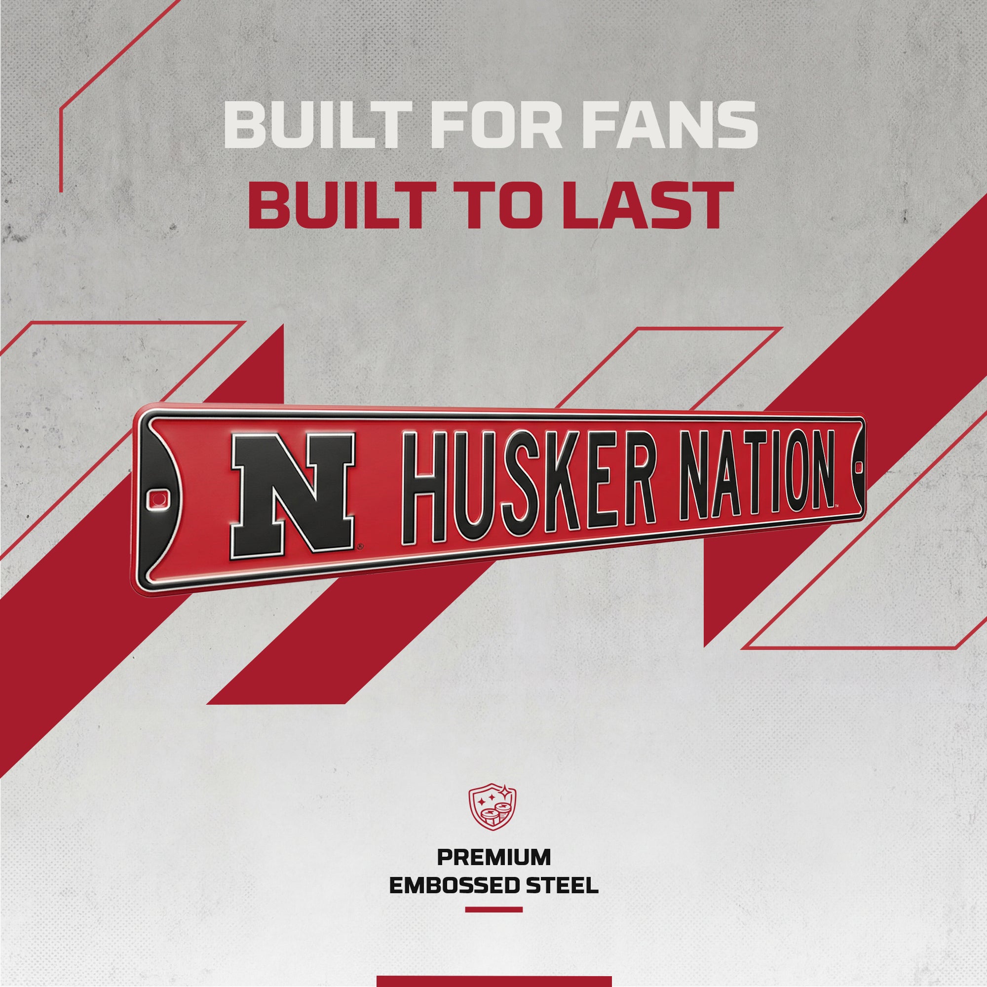 Nebraska Cornhuskers - HUSKER NATION - Embossed Steel Street Sign