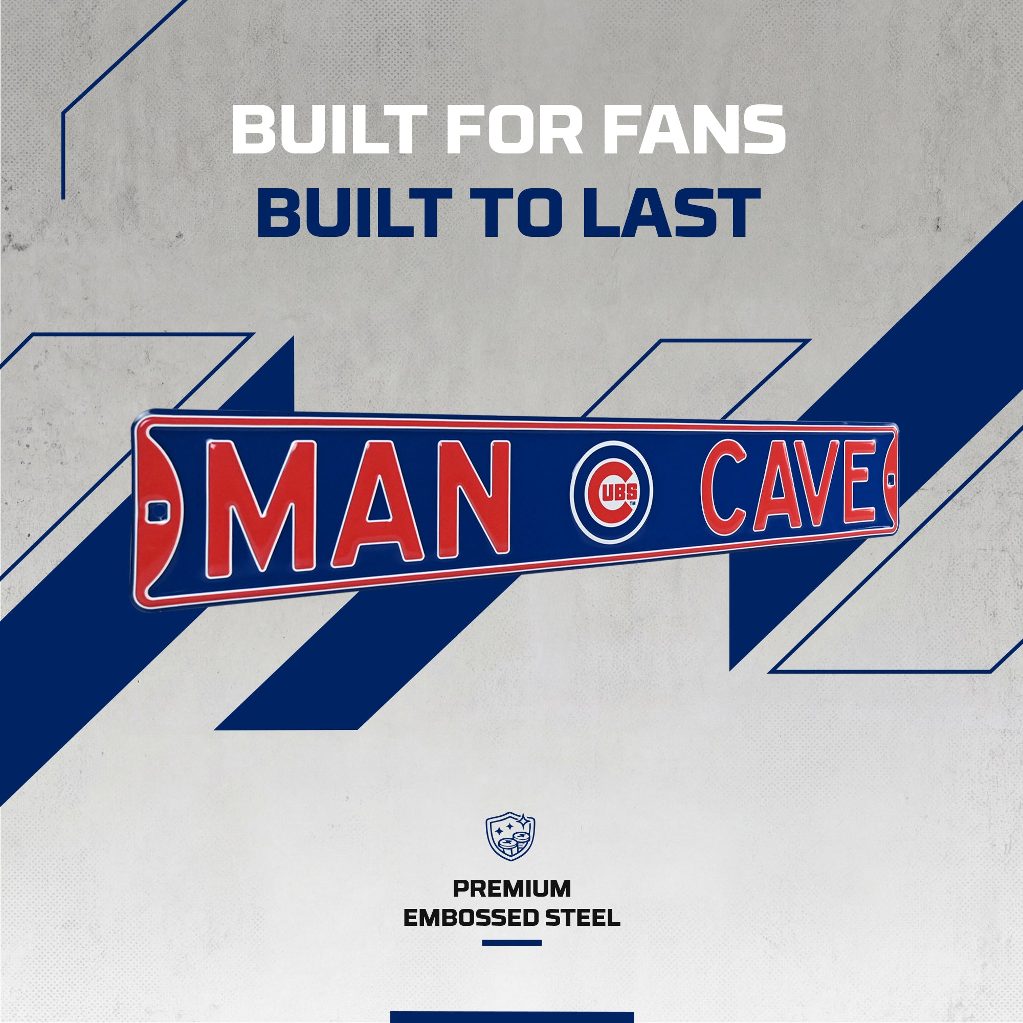 Chicago Cubs - MAN CAVE - Embossed Steel Street Sign