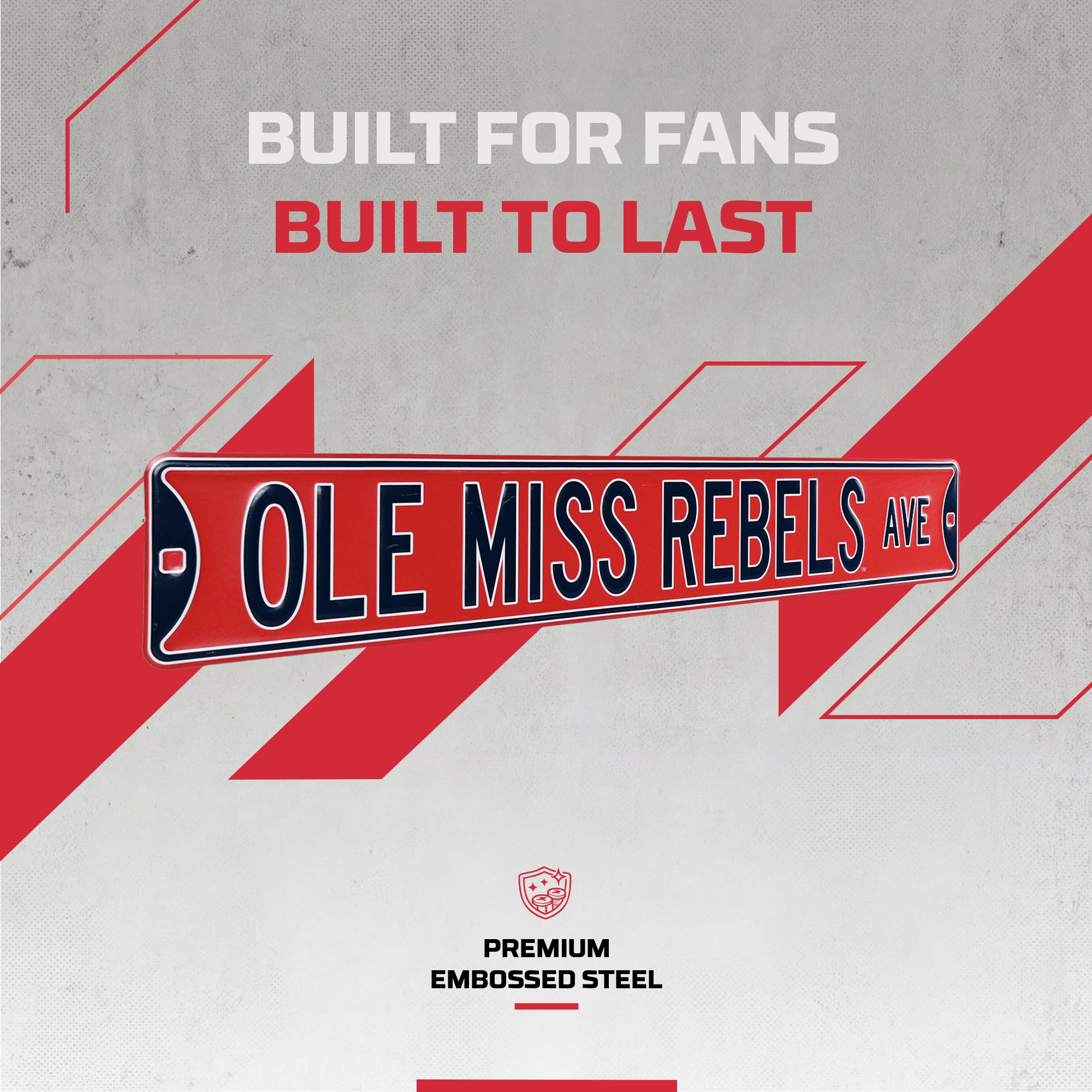 Ole Miss Rebels - OLE MISS REBELS AVE - Embossed Steel Street Sign