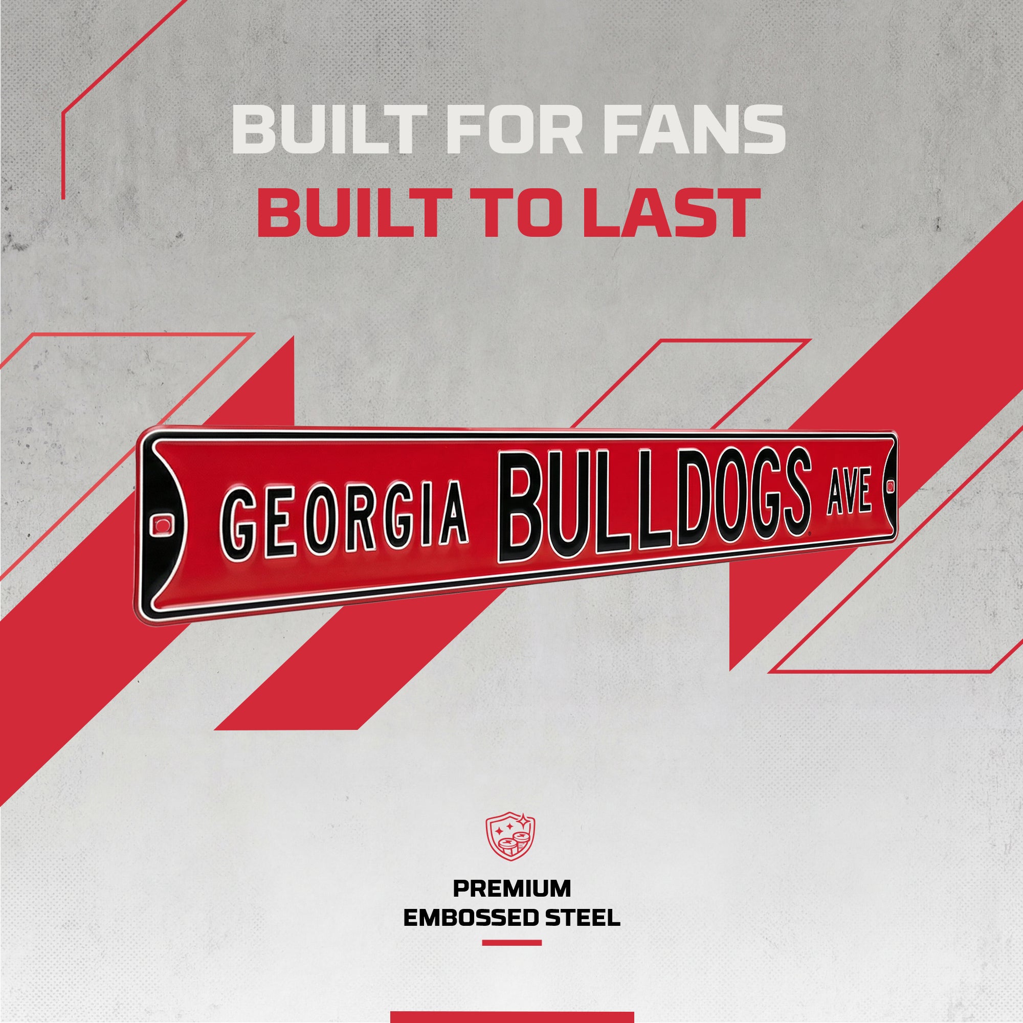 Georgia Bulldogs - BULLDOGS AVE - Red Embossed Steel Street Sign