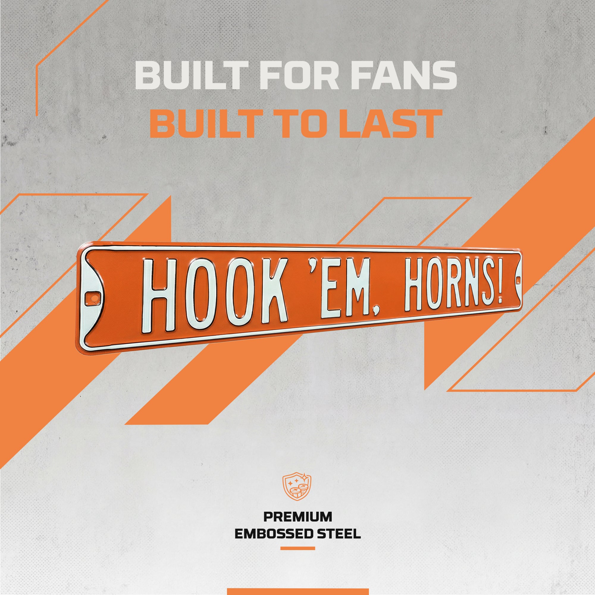 Texas Longhorns - HOOK 'EM HORNS - Embossed Steel Street Sign