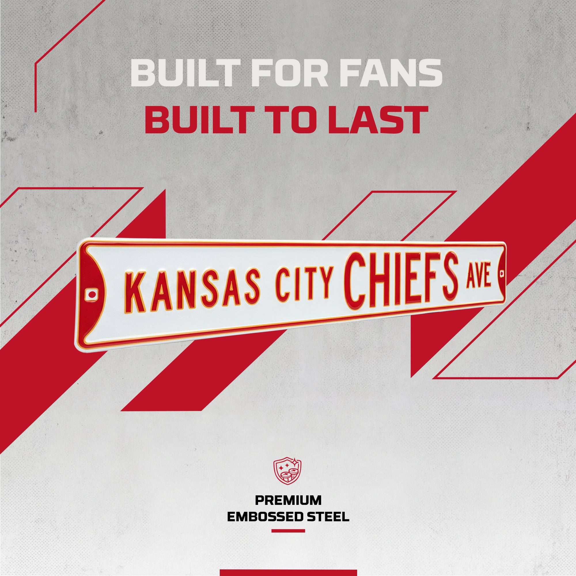 Kansas City Chiefs - CHIEFS AVE - Embossed Steel Street Sign WHITE