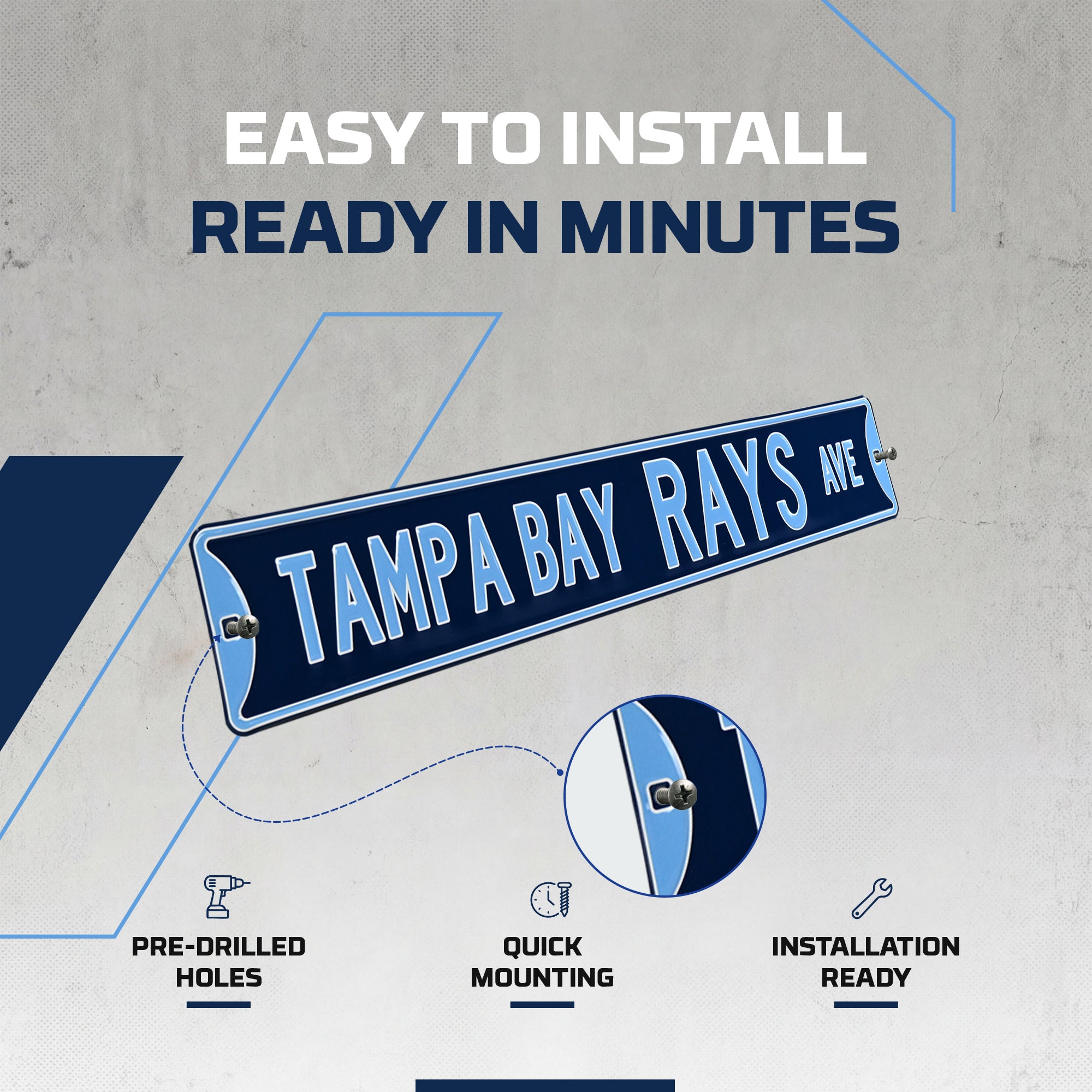 Tampa Bay Rays - TAMPA BAY RAYS AVE - Embossed Steel Street Sign