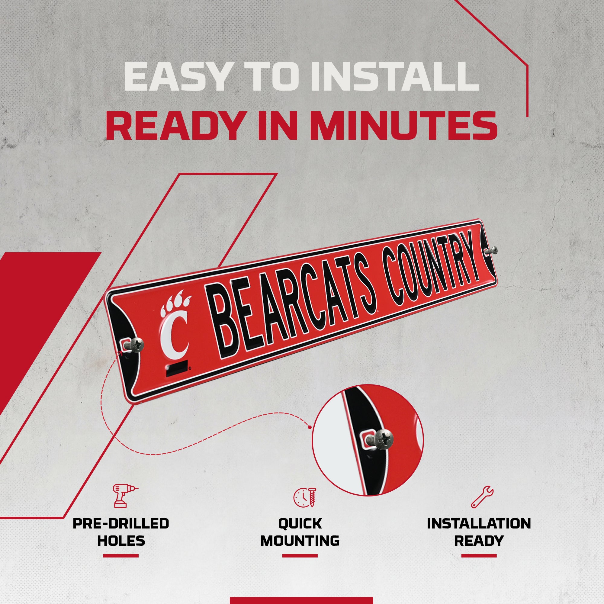 Cincinnati Bearcats - BEARCAT COUNTRY - Logo - Embossed Steel Street Sign