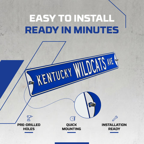 Kentucky Wildcats - KENTUCKY WILDCATS AVE - Embossed Steel Street Sign