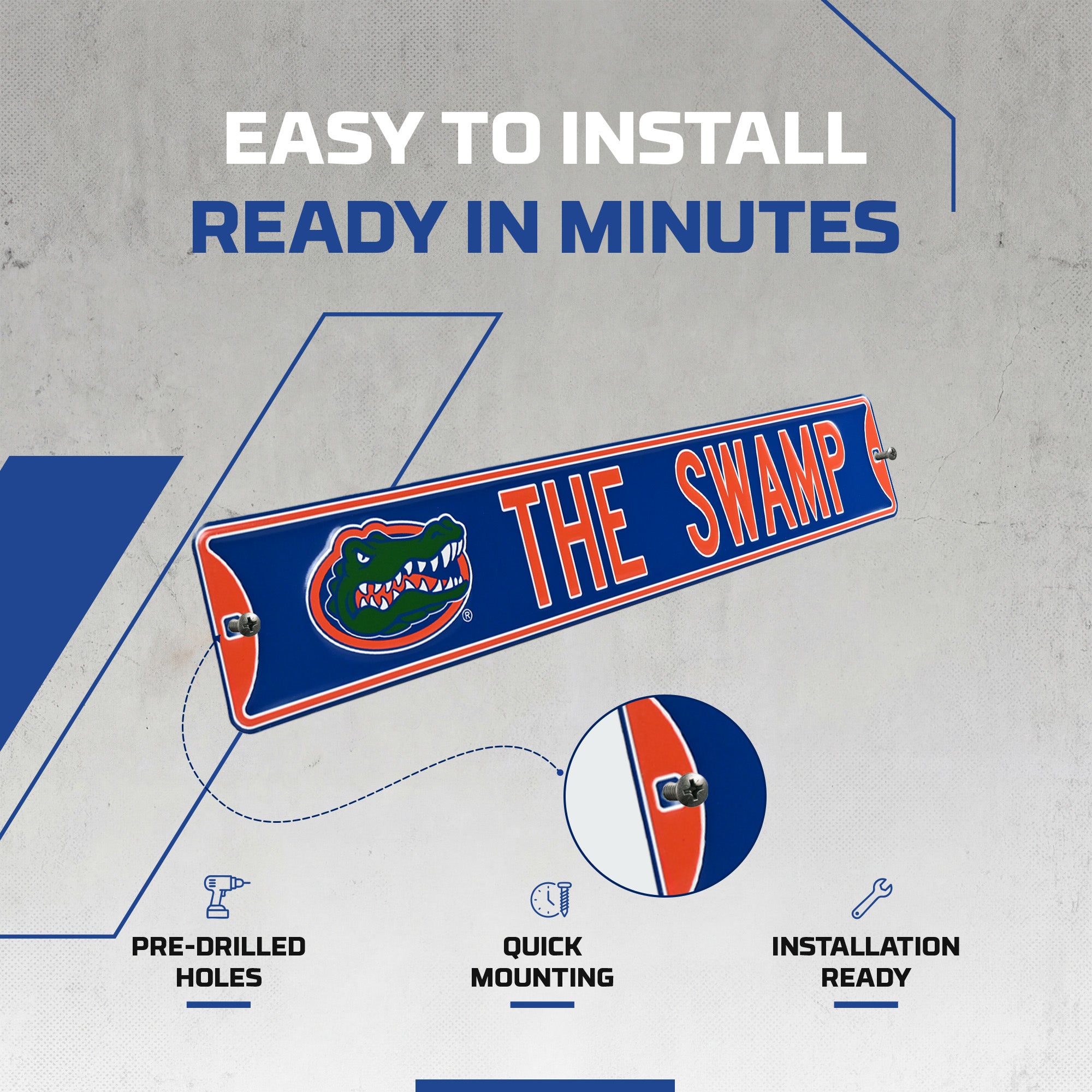 Florida Gators - THE SWAMP Gatorhead - Embossed Steel Street Sign