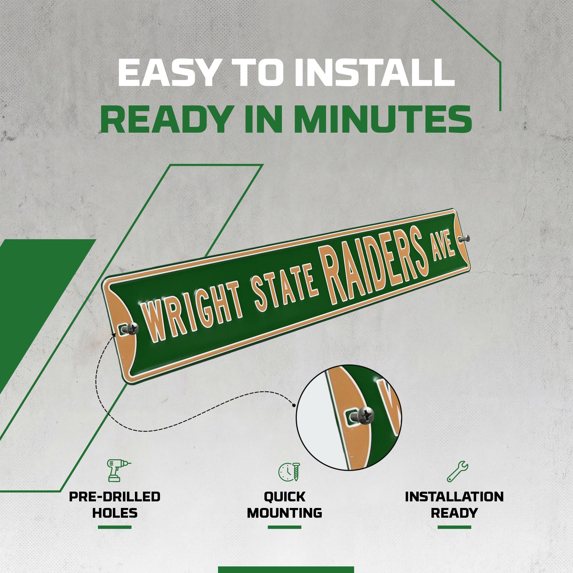 Wright State Raiders - RAIDERS AVE - Embossed Steel Street Sign