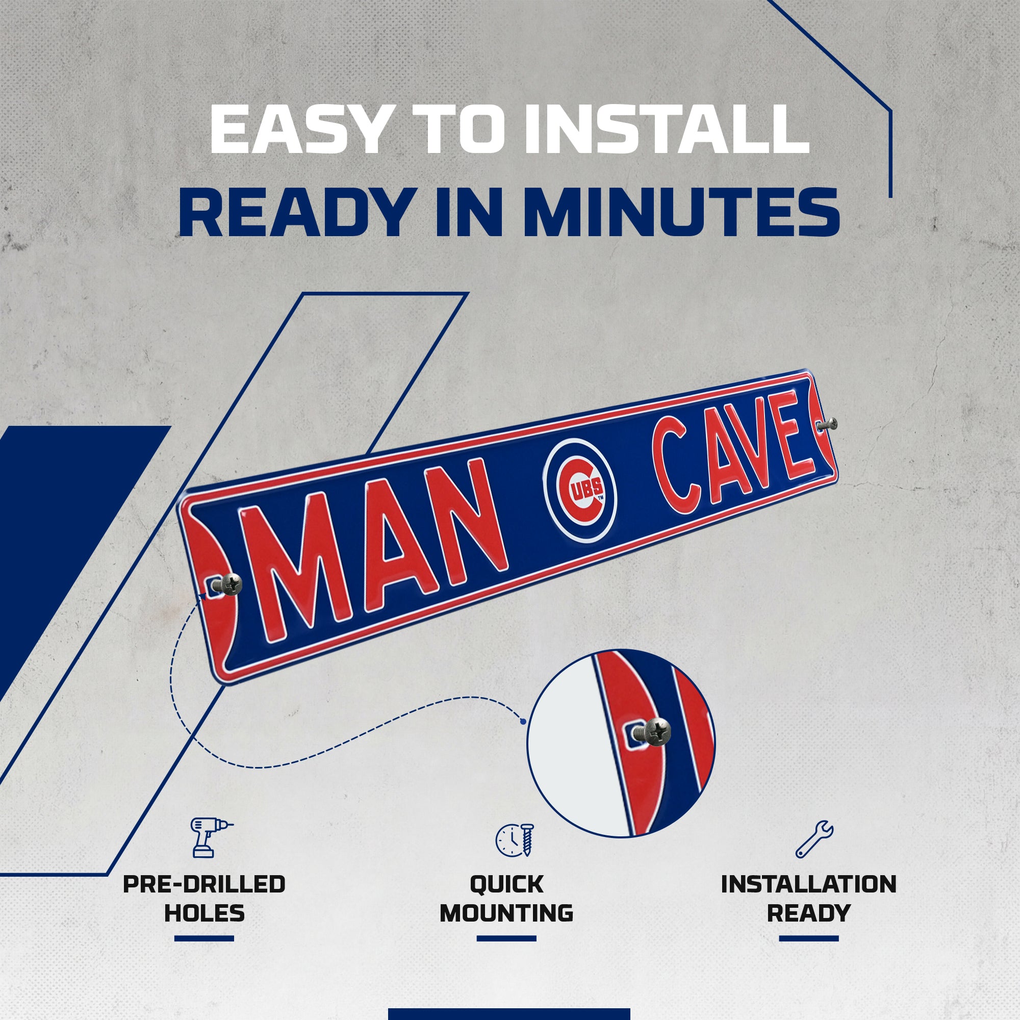Chicago Cubs - MAN CAVE - Embossed Steel Street Sign