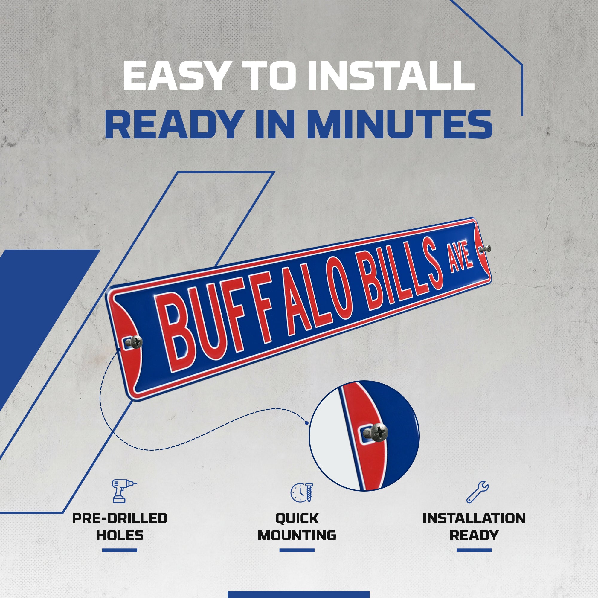 Buffalo Bills - BUFFALO BILLS AVE - Embossed Steel Street Sign