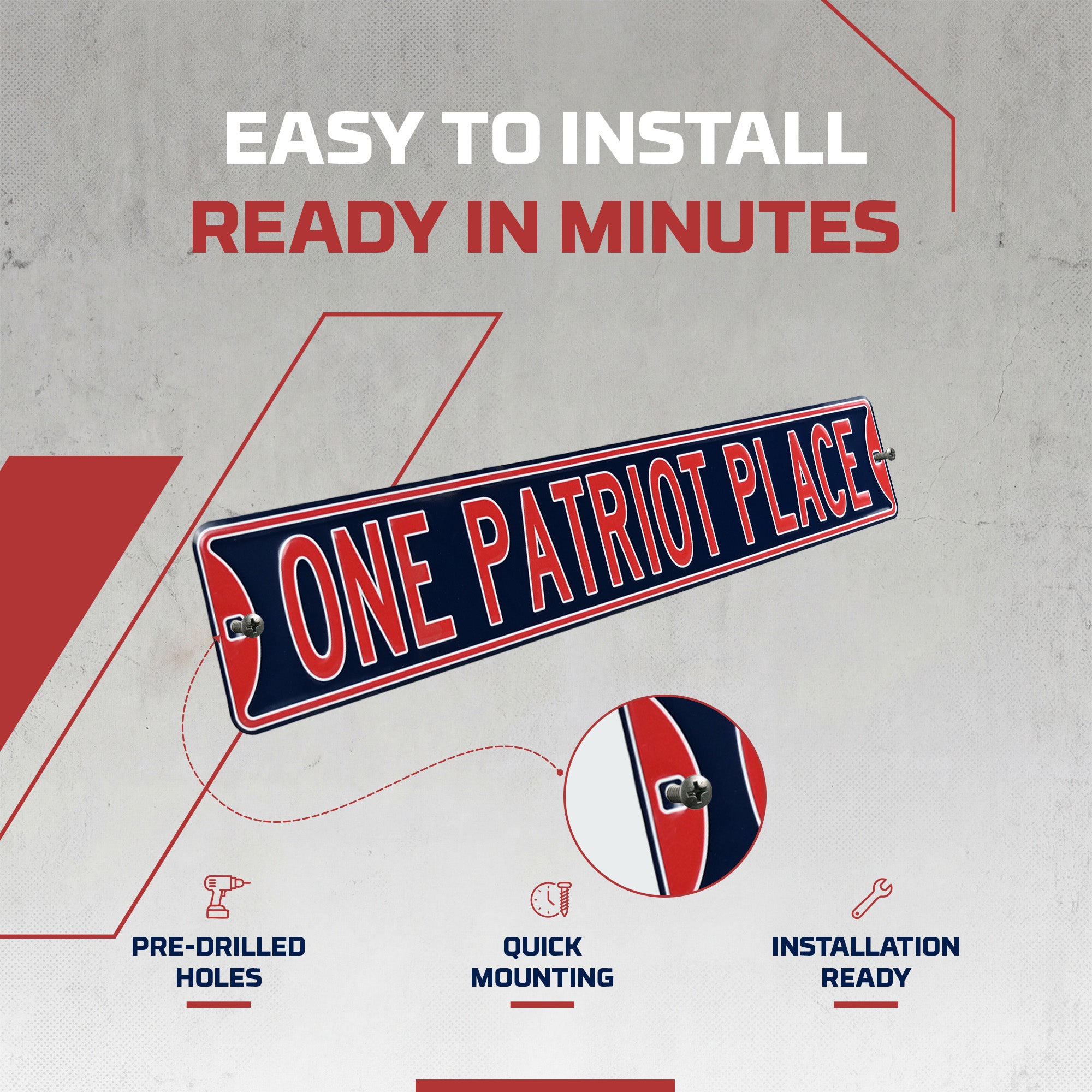 New England Patriots - ONE PATRIOT PLACE - Embossed Steel Street Sign