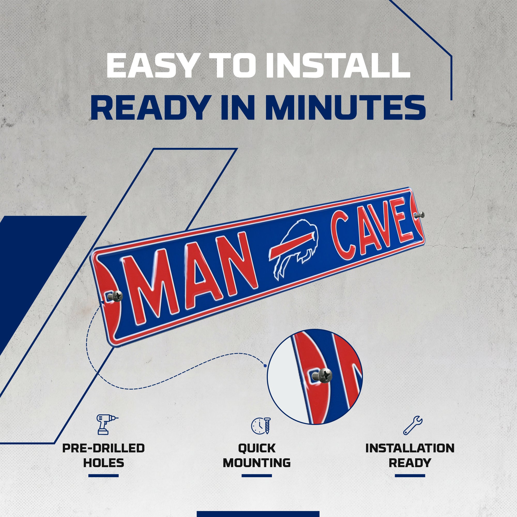 Buffalo Bills - MAN CAVE - Embossed Steel Street Sign