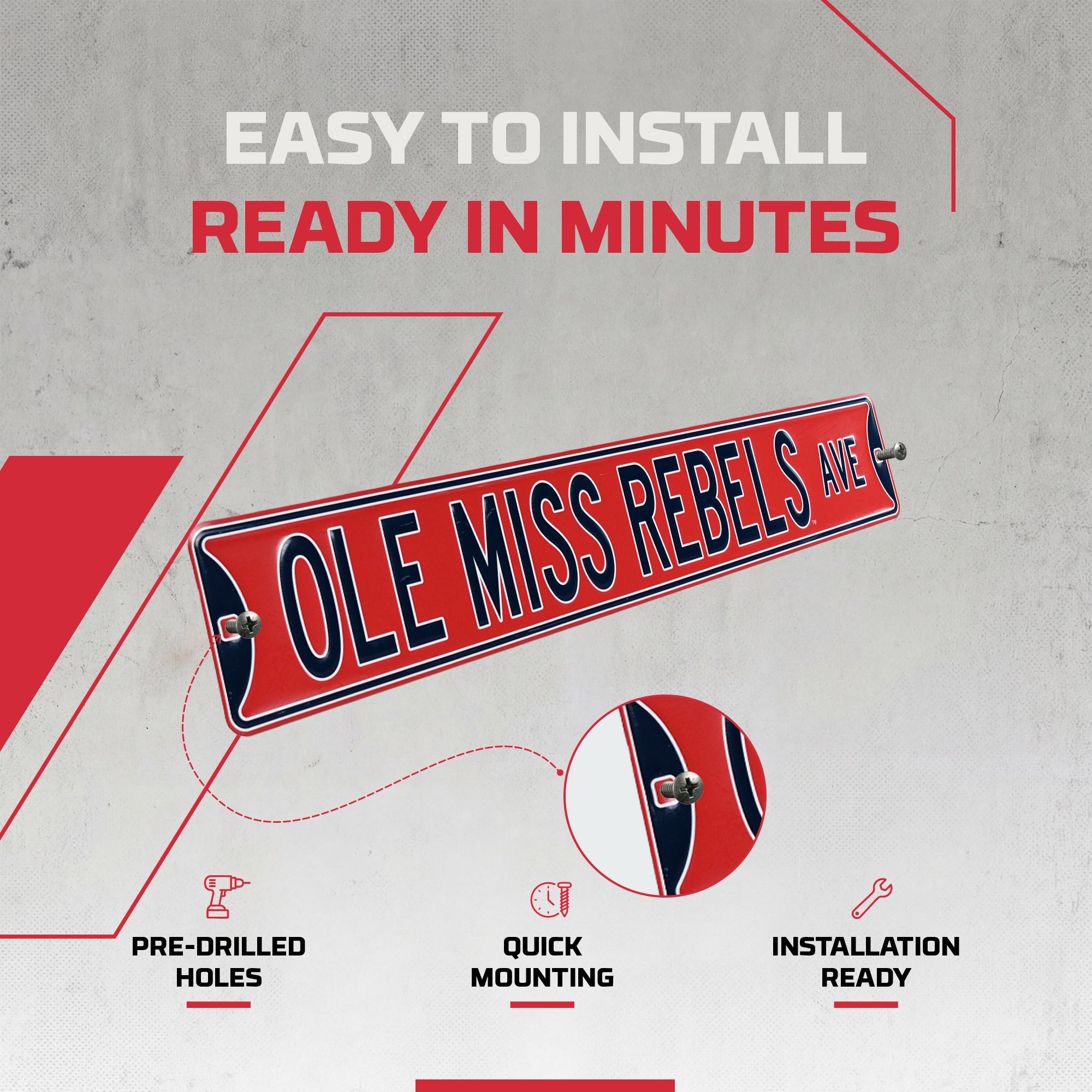Ole Miss Rebels - OLE MISS REBELS AVE - Embossed Steel Street Sign