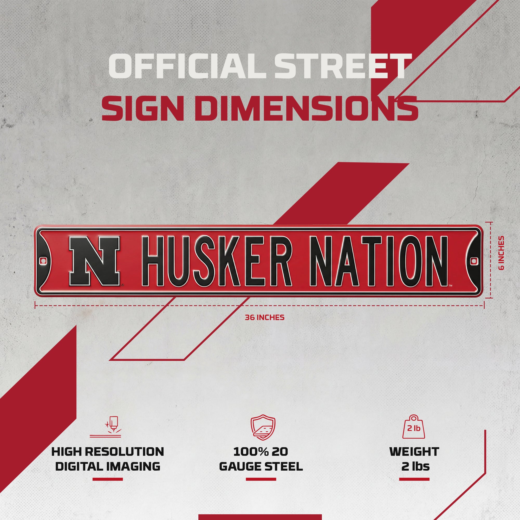 Nebraska Cornhuskers - HUSKER NATION - Embossed Steel Street Sign