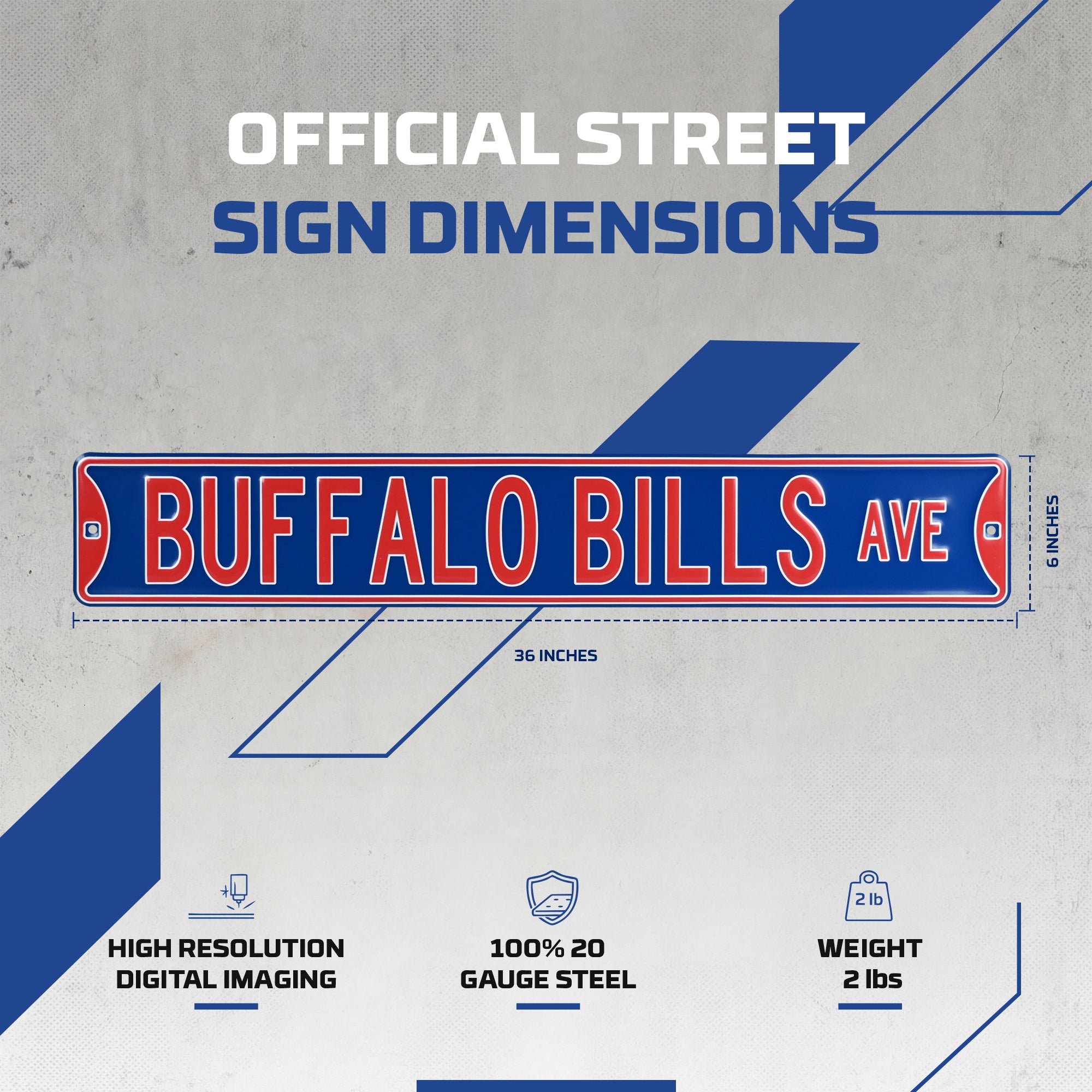 Buffalo Bills - BUFFALO BILLS AVE - Embossed Steel Street Sign