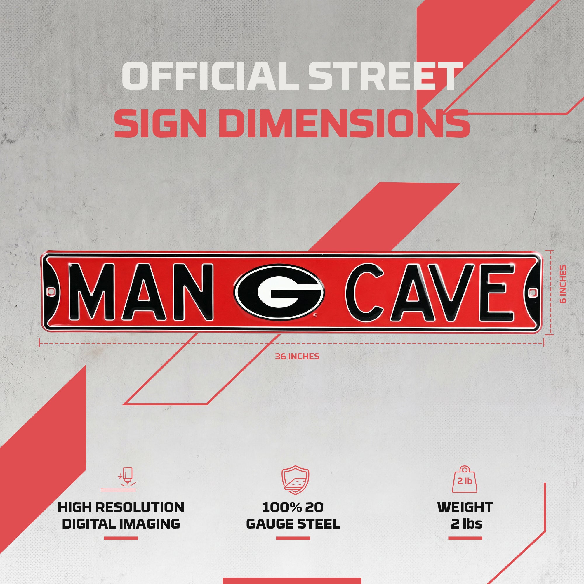 Georgia Bulldogs - MAN CAVE - Embossed Steel Street Sign