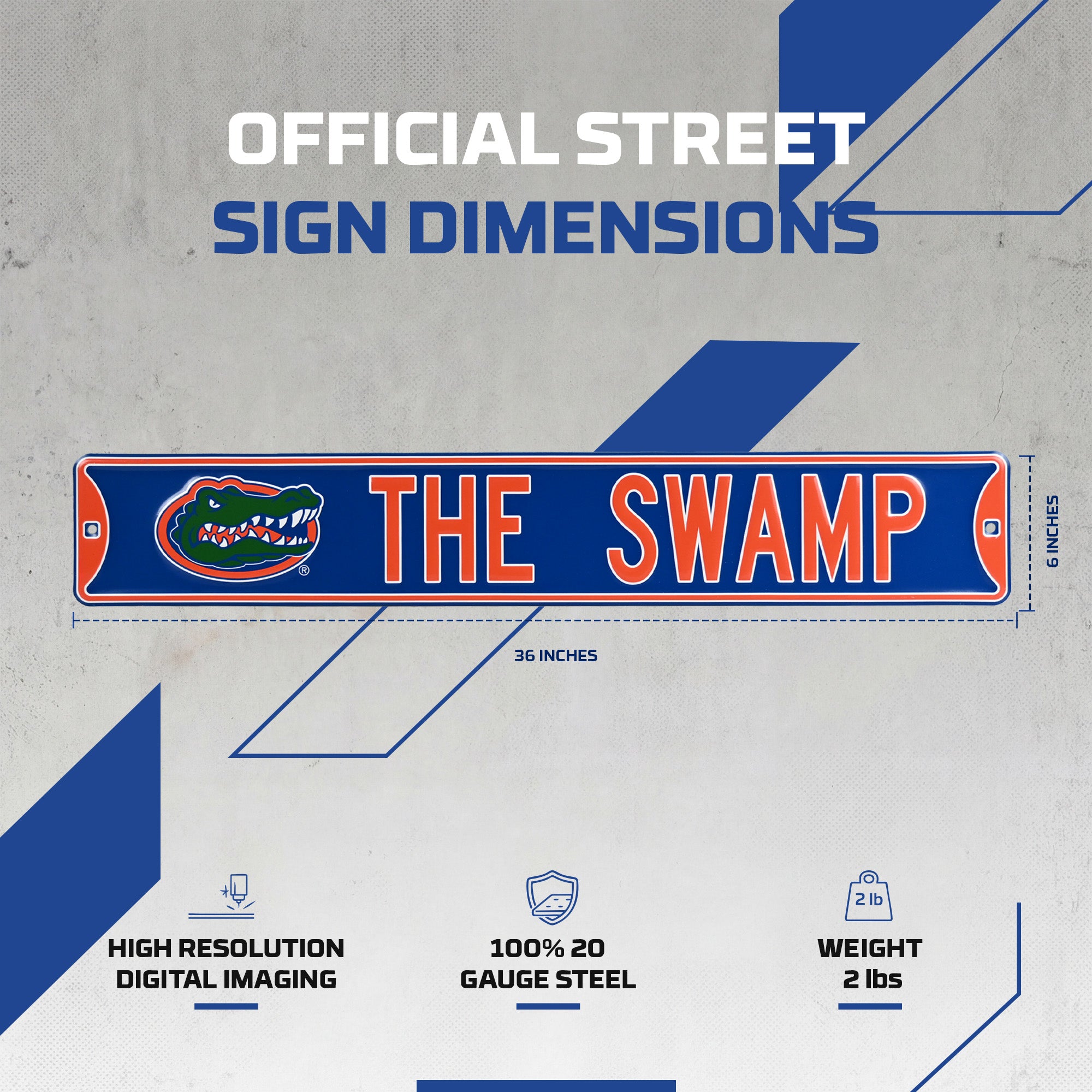 Florida Gators - THE SWAMP Gatorhead - Embossed Steel Street Sign