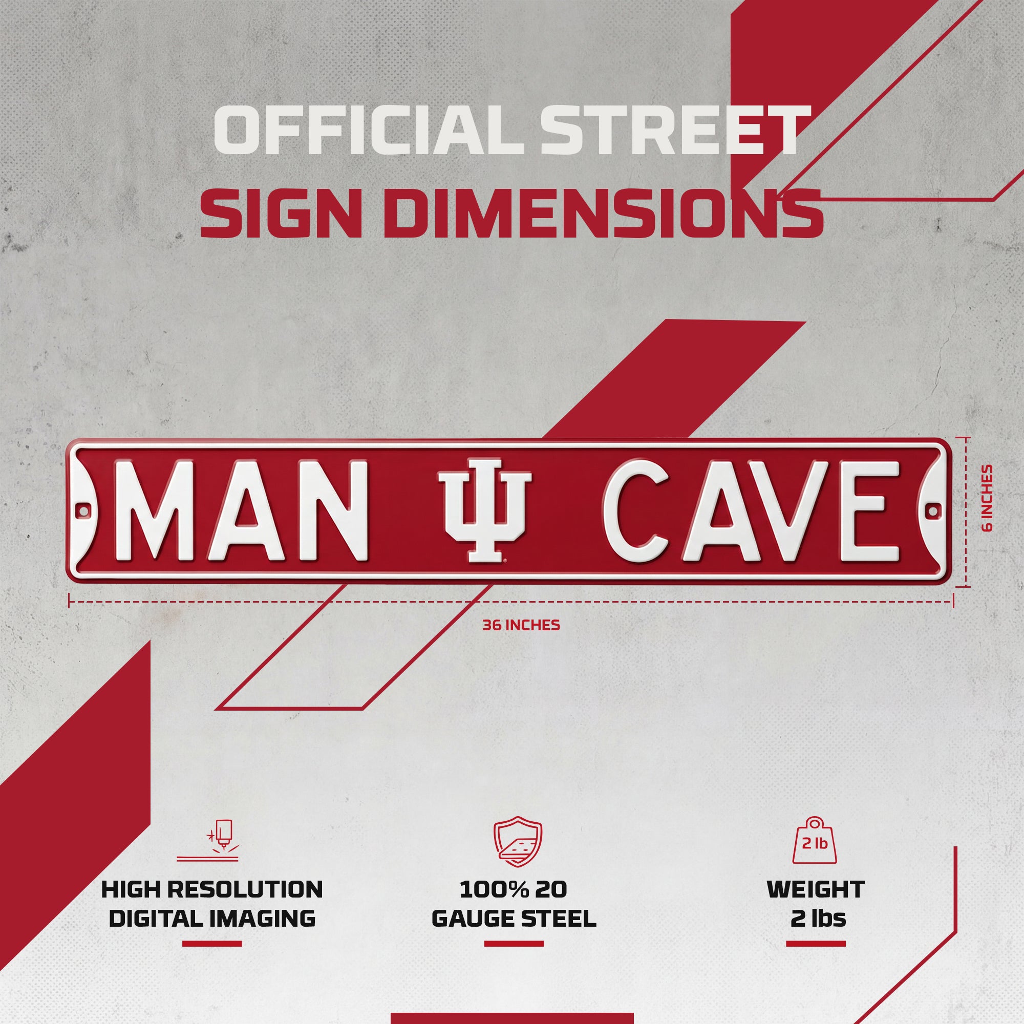 Indiana Hoosiers - MAN CAVE - Embossed Steel Street Sign