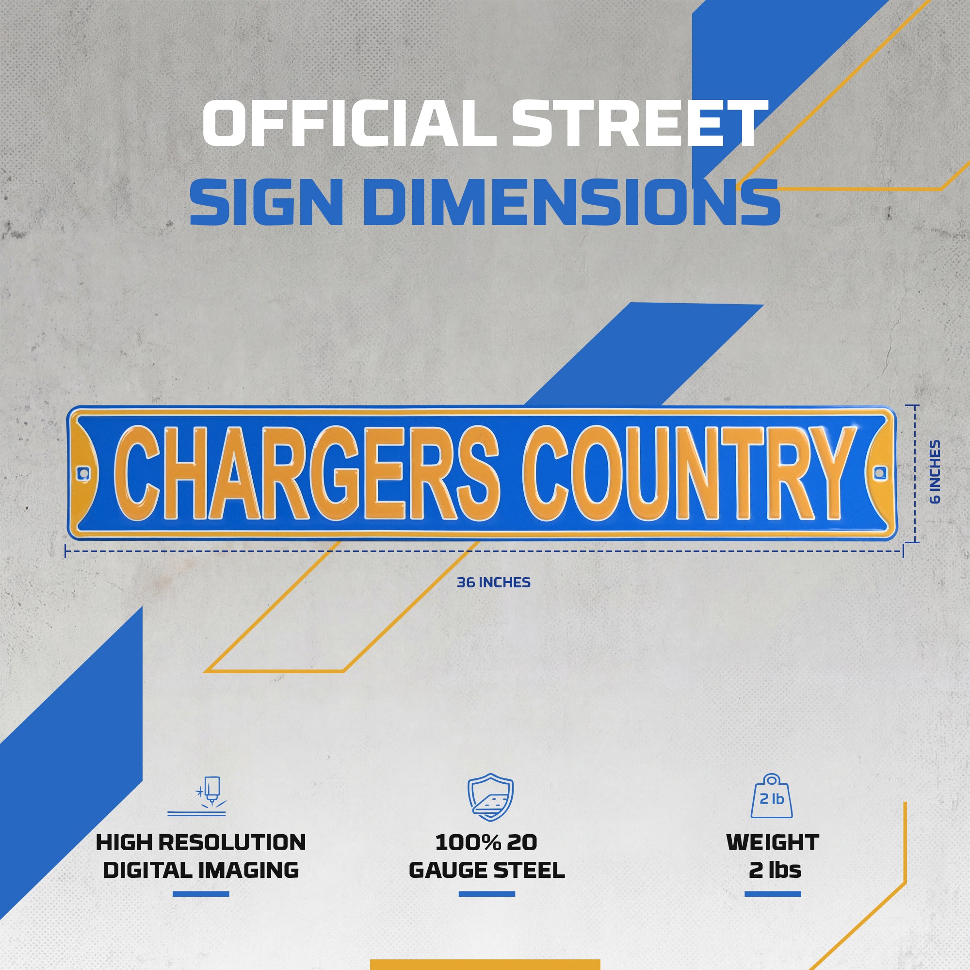 Los Angeles Chargers - CHARGERS COUNTRY - Embossed Steel Street Sign
