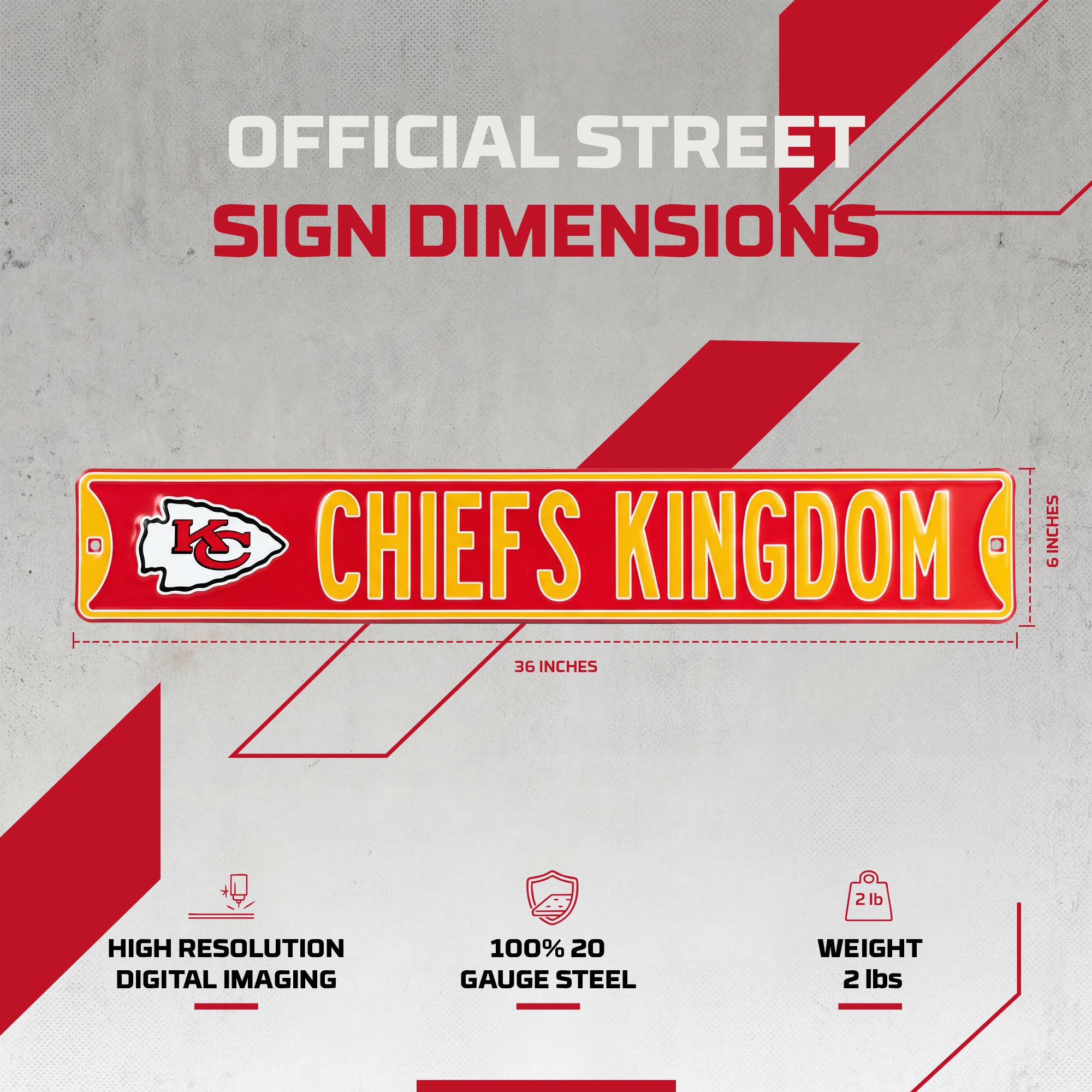 Kansas City Chiefs - CHIEFS KINGDOM - Embossed Steel Street Sign