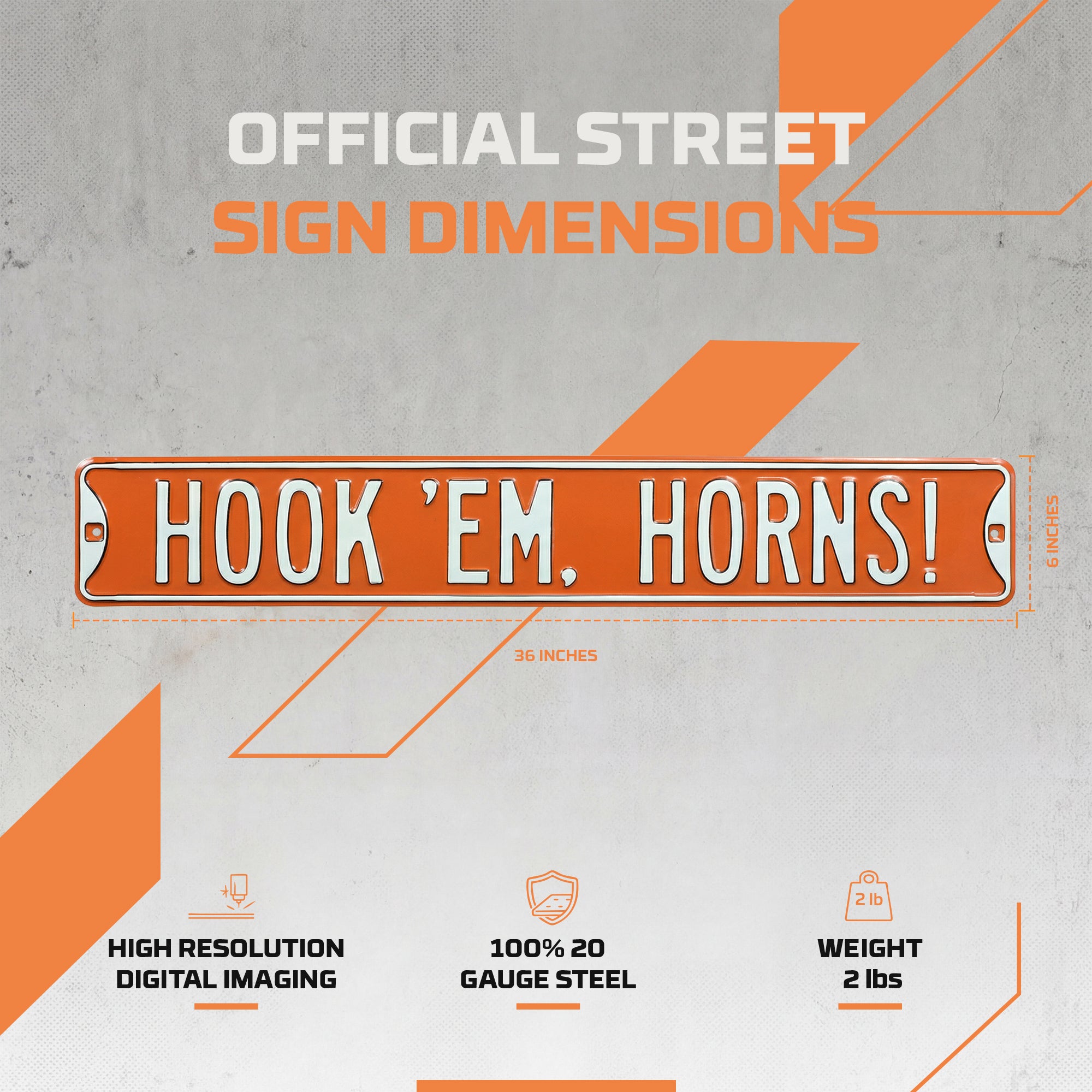 Texas Longhorns - HOOK 'EM HORNS - Embossed Steel Street Sign