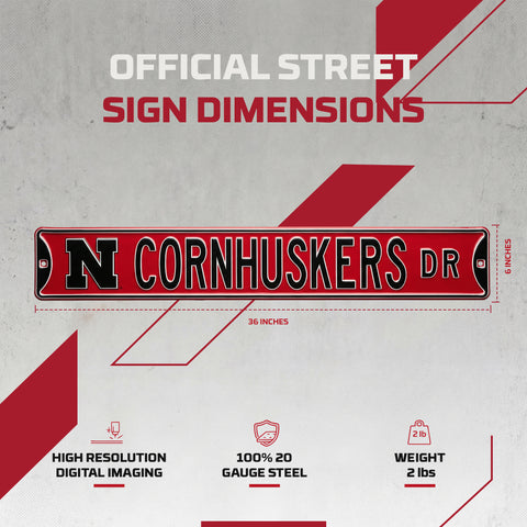 Nebraska Cornhuskers - CORNHUSKERS DR. - Embossed Steel Street Sign
