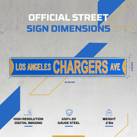 Los Angeles Chargers Ave - Embossed Steel Street Sign