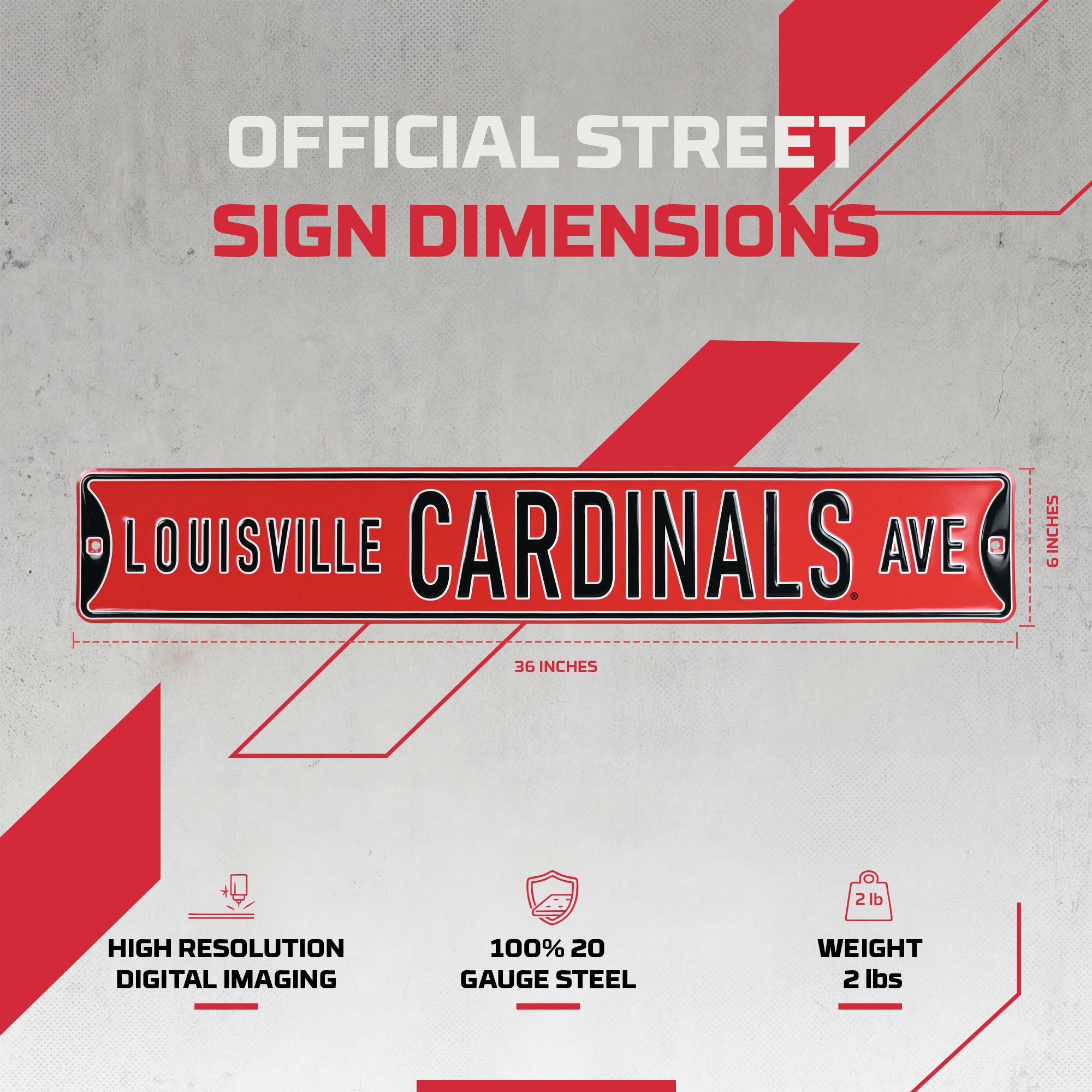 Louisville Cardinals - Embossed Steel Street Sign