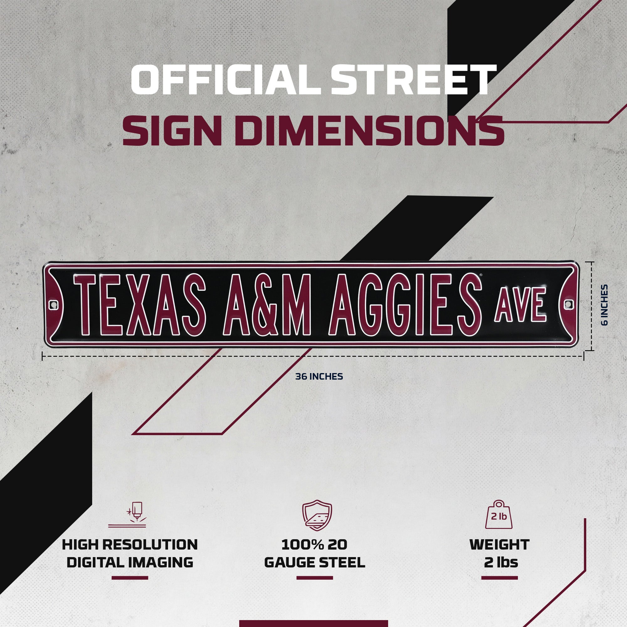 Texas A&M Aggies - AGGIES AVE - Embossed Steel Street Sign