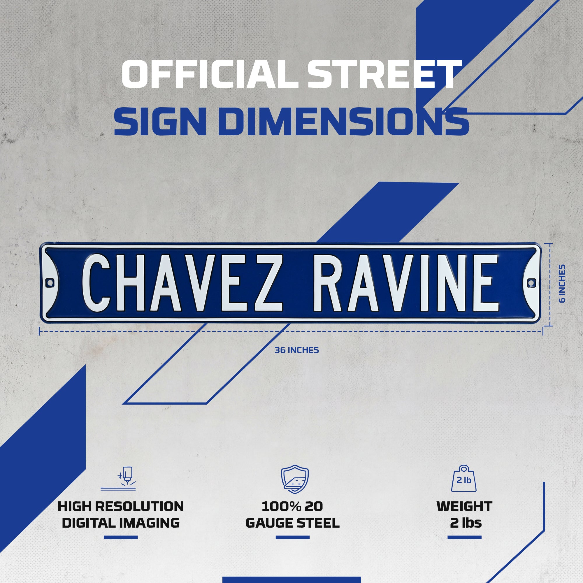 Los Angeles Dodgers - CHAVEZ RAVINE - Embossed Steel Street Sign