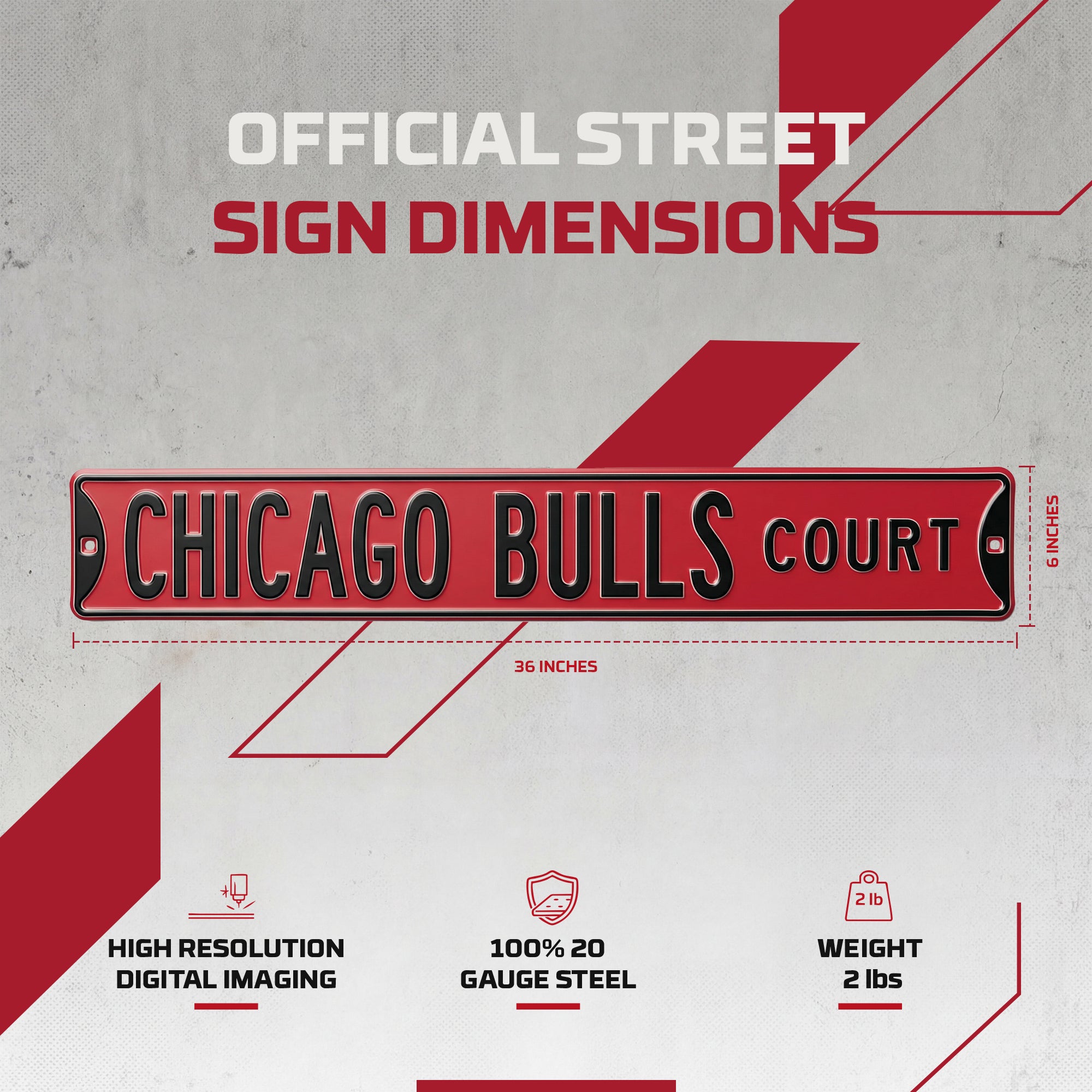 Chicago Bulls - CHICAGO BULLS CT - Embossed Steel Street Sign