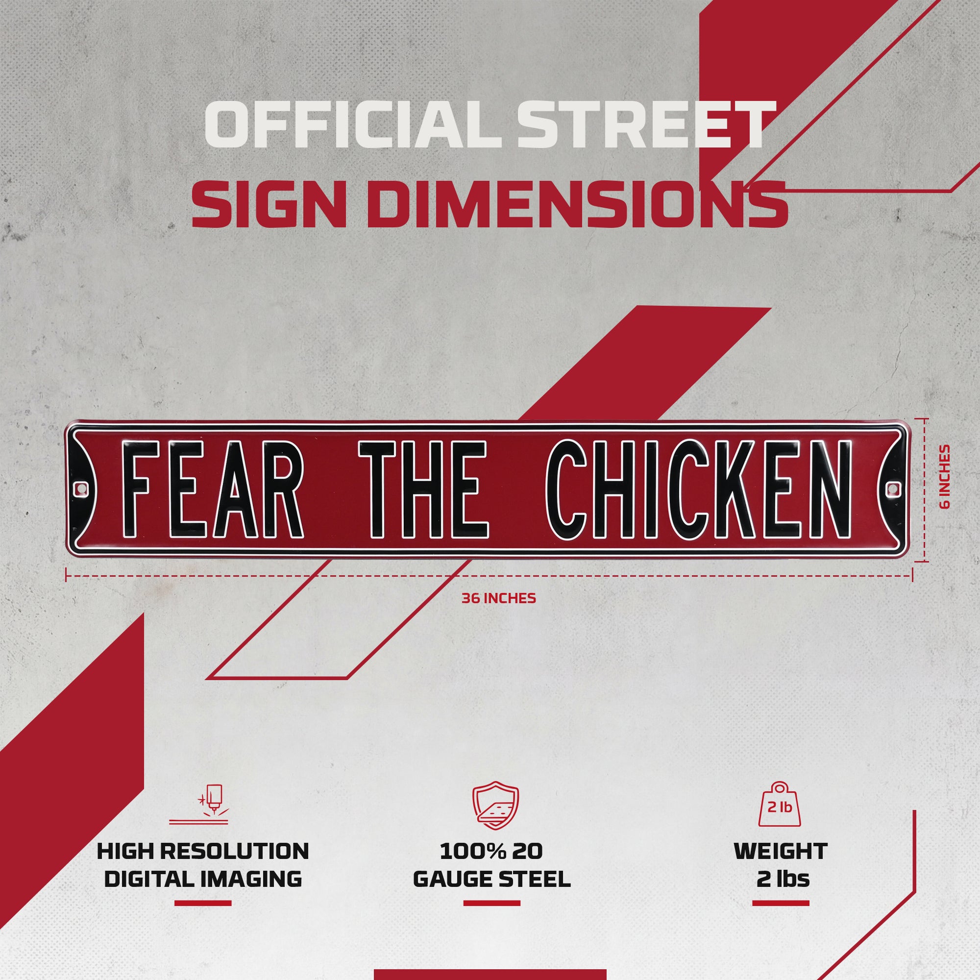 South Carolina Gamecocks - FEAR THE CHICKEN - Embossed Steel Street Sign