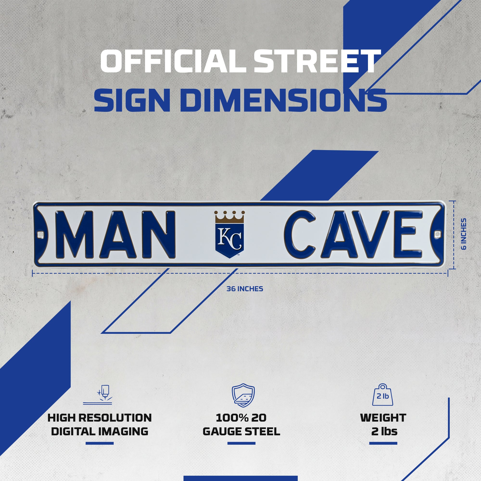 Kansas City Royals- MAN CAVE - Embossed Steel Street Sign