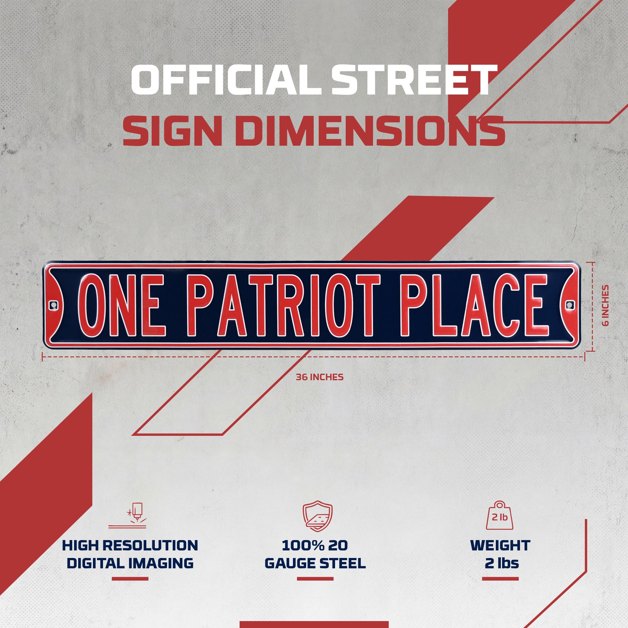 New England Patriots - ONE PATRIOT PLACE - Embossed Steel Street Sign