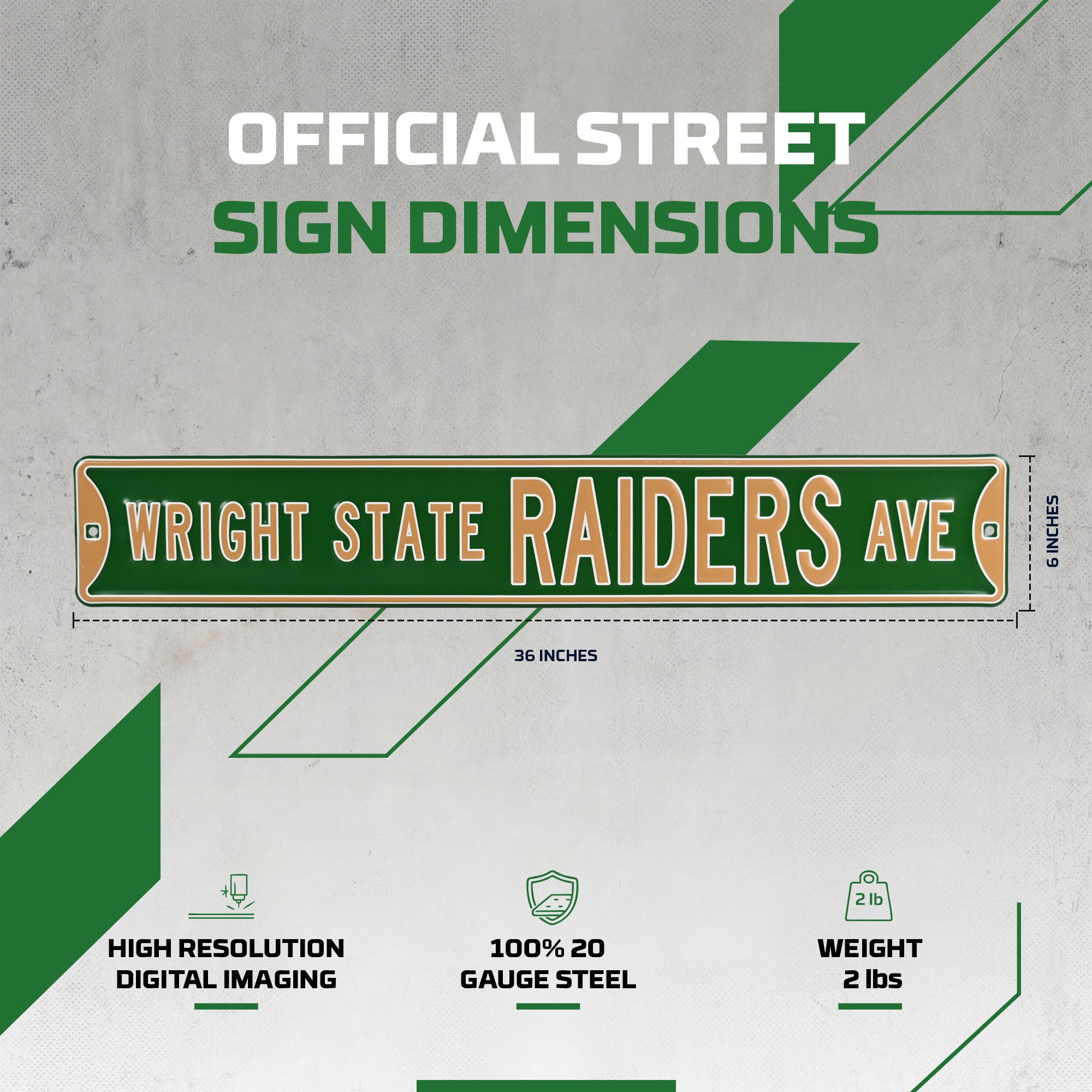 Wright State Raiders - RAIDERS AVE - Embossed Steel Street Sign