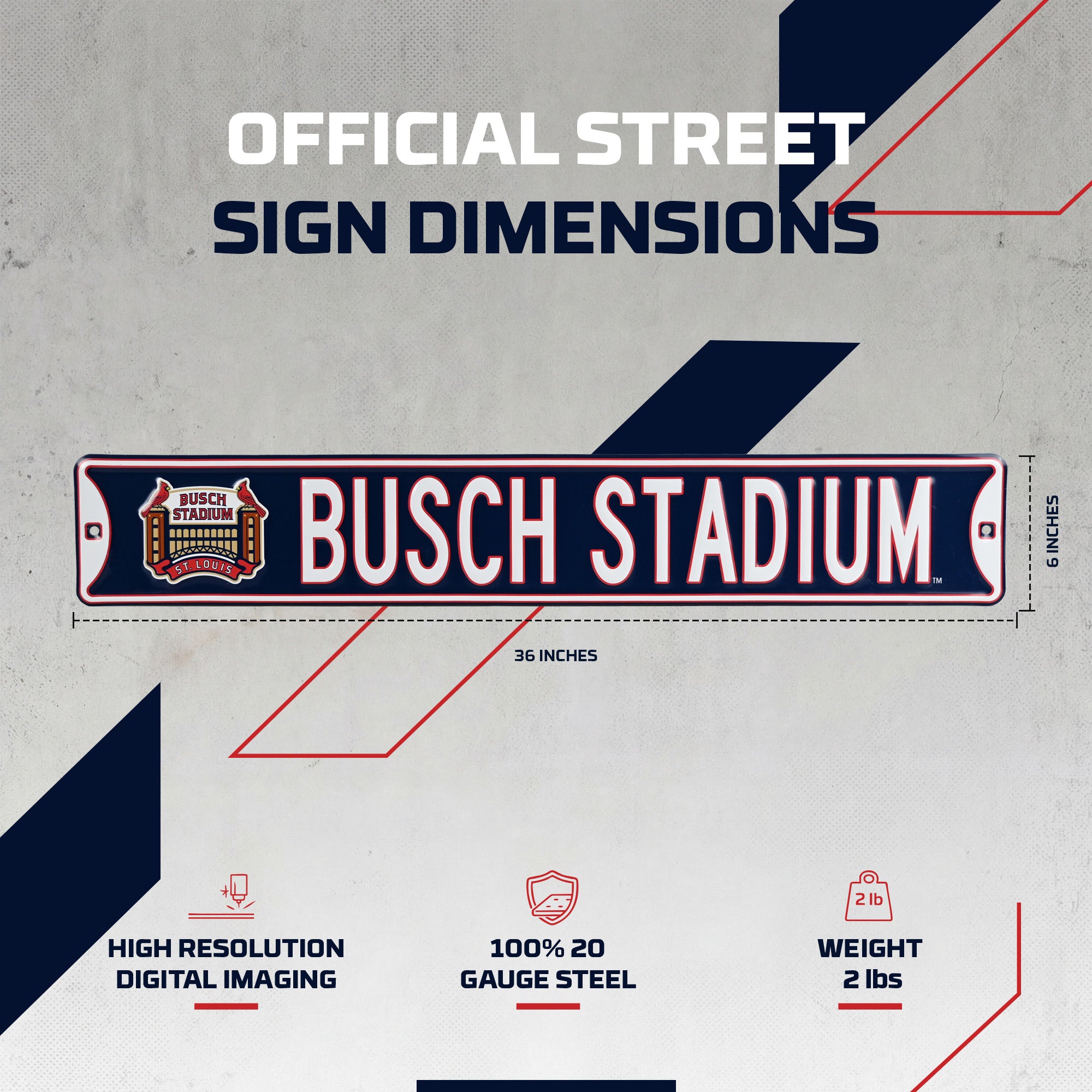 St. Louis Cardinals - BUSCH STADIUM Logo - Embossed Steel Street Sign