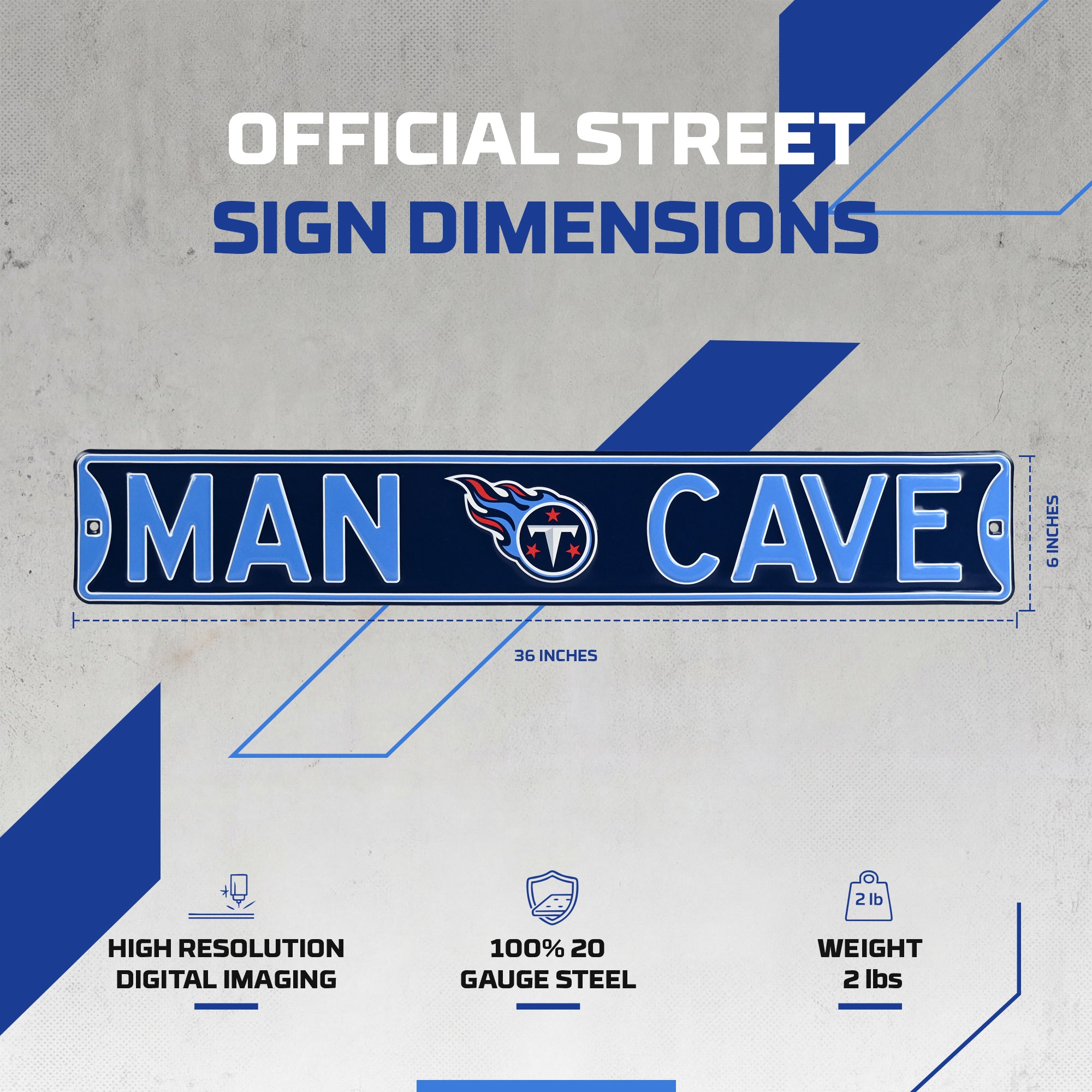 Tennessee Titans - MAN CAVE - Embossed Steel Street Sign